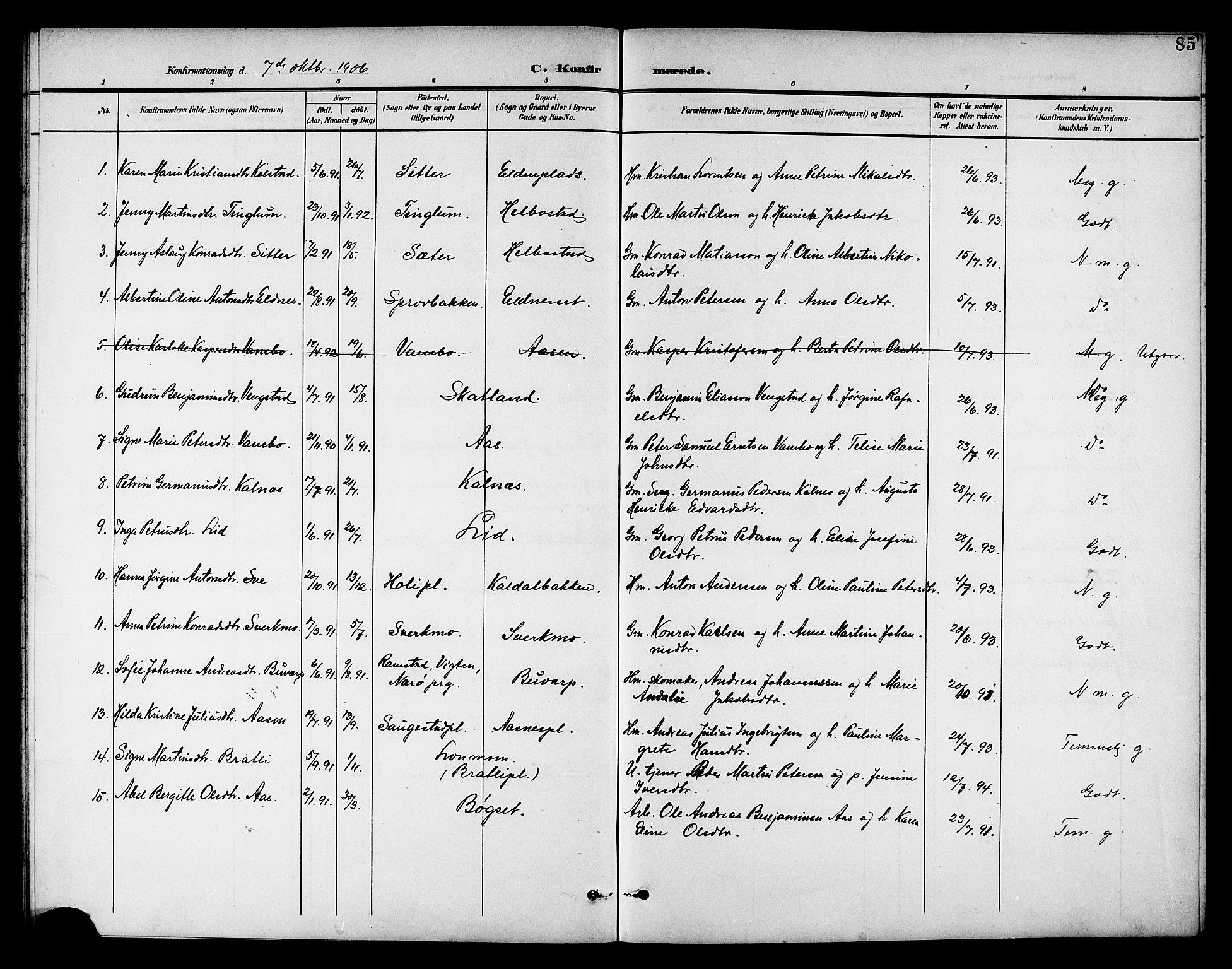 Ministerialprotokoller, klokkerbøker og fødselsregistre - Nord-Trøndelag, AV/SAT-A-1458/742/L0412: Parish register (copy) no. 742C03, 1898-1910, p. 85