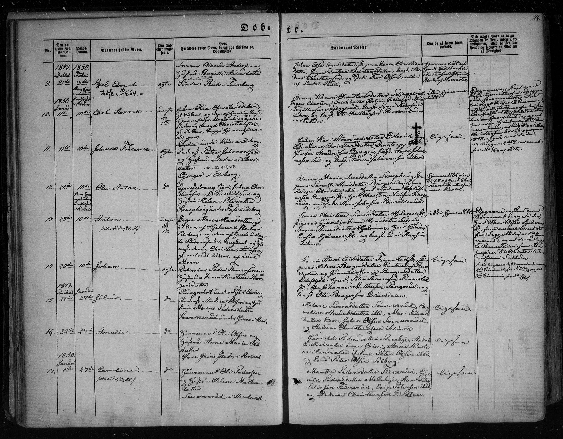 Eidsberg prestekontor Kirkebøker, SAO/A-10905/F/Fa/L0009: Parish register (official) no. I 9, 1849-1856, p. 24