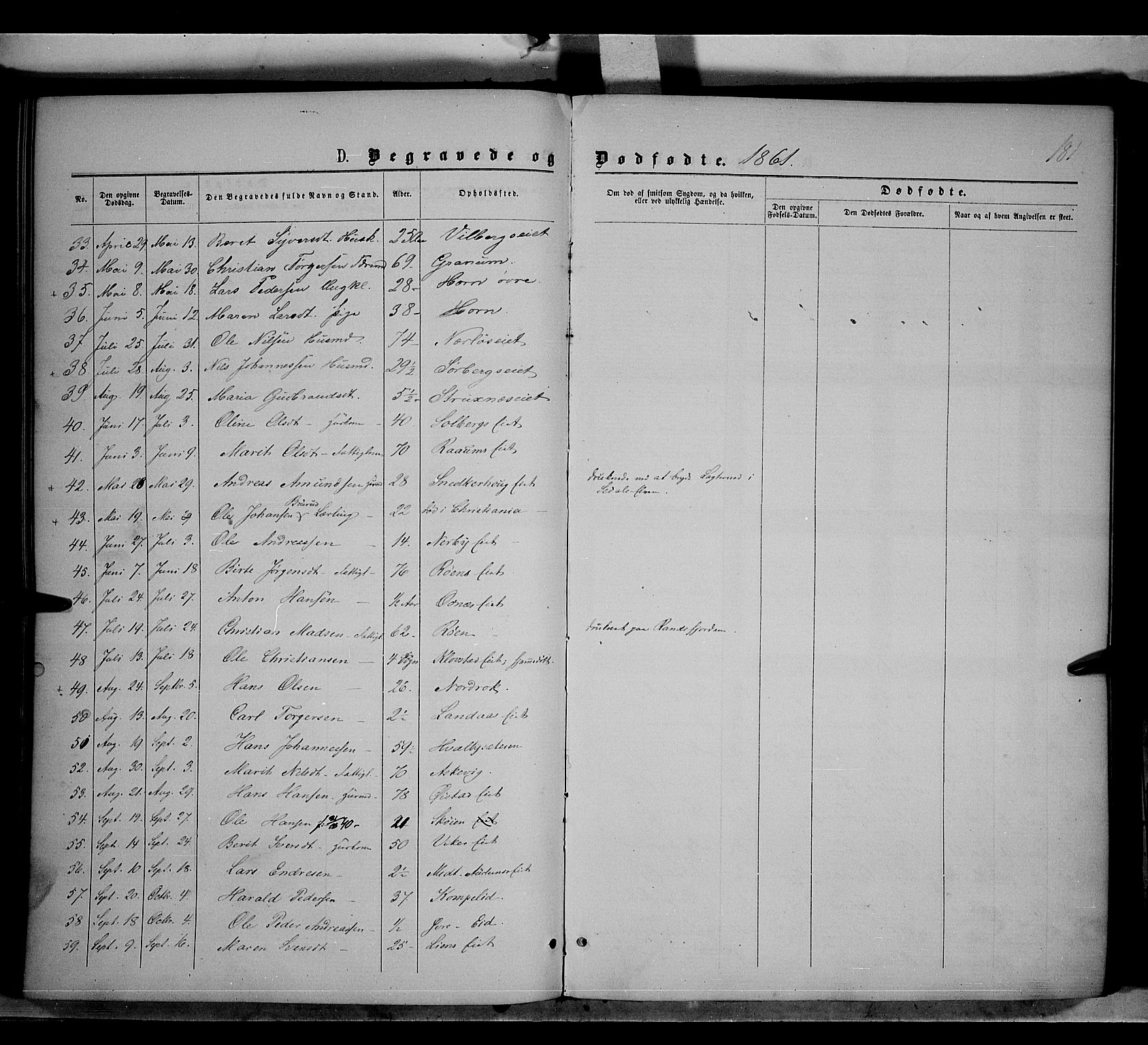 Søndre Land prestekontor, AV/SAH-PREST-122/K/L0001: Parish register (official) no. 1, 1860-1877, p. 181