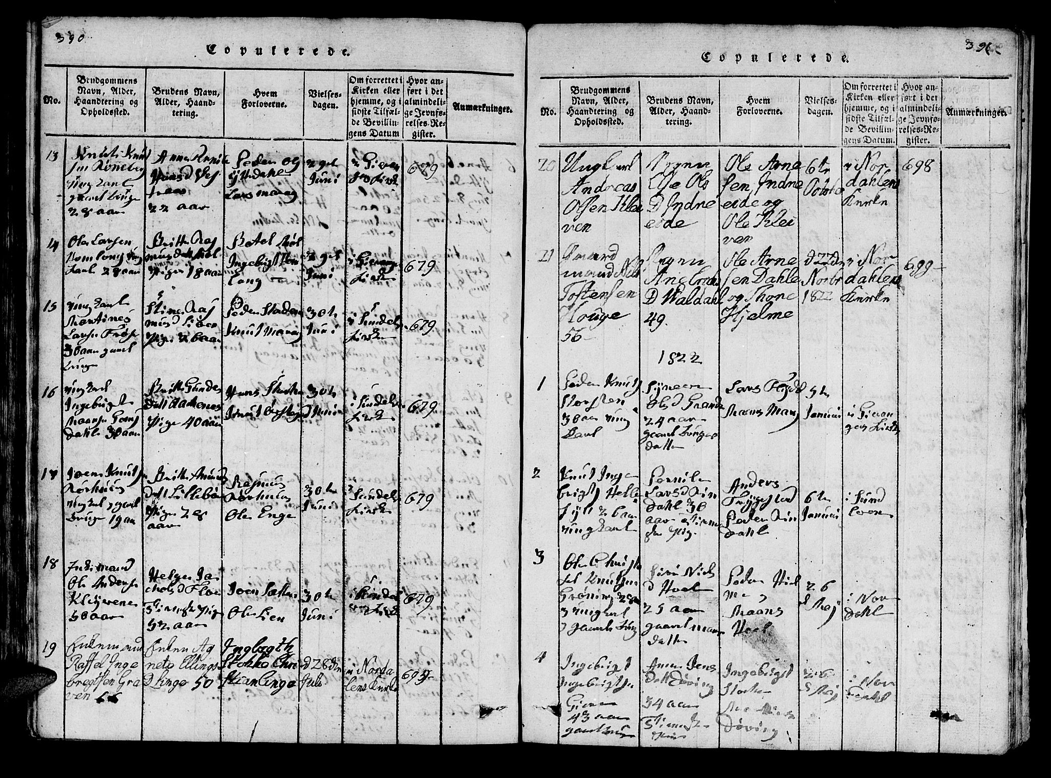 Ministerialprotokoller, klokkerbøker og fødselsregistre - Møre og Romsdal, SAT/A-1454/519/L0246: Parish register (official) no. 519A05, 1817-1834, p. 390-391