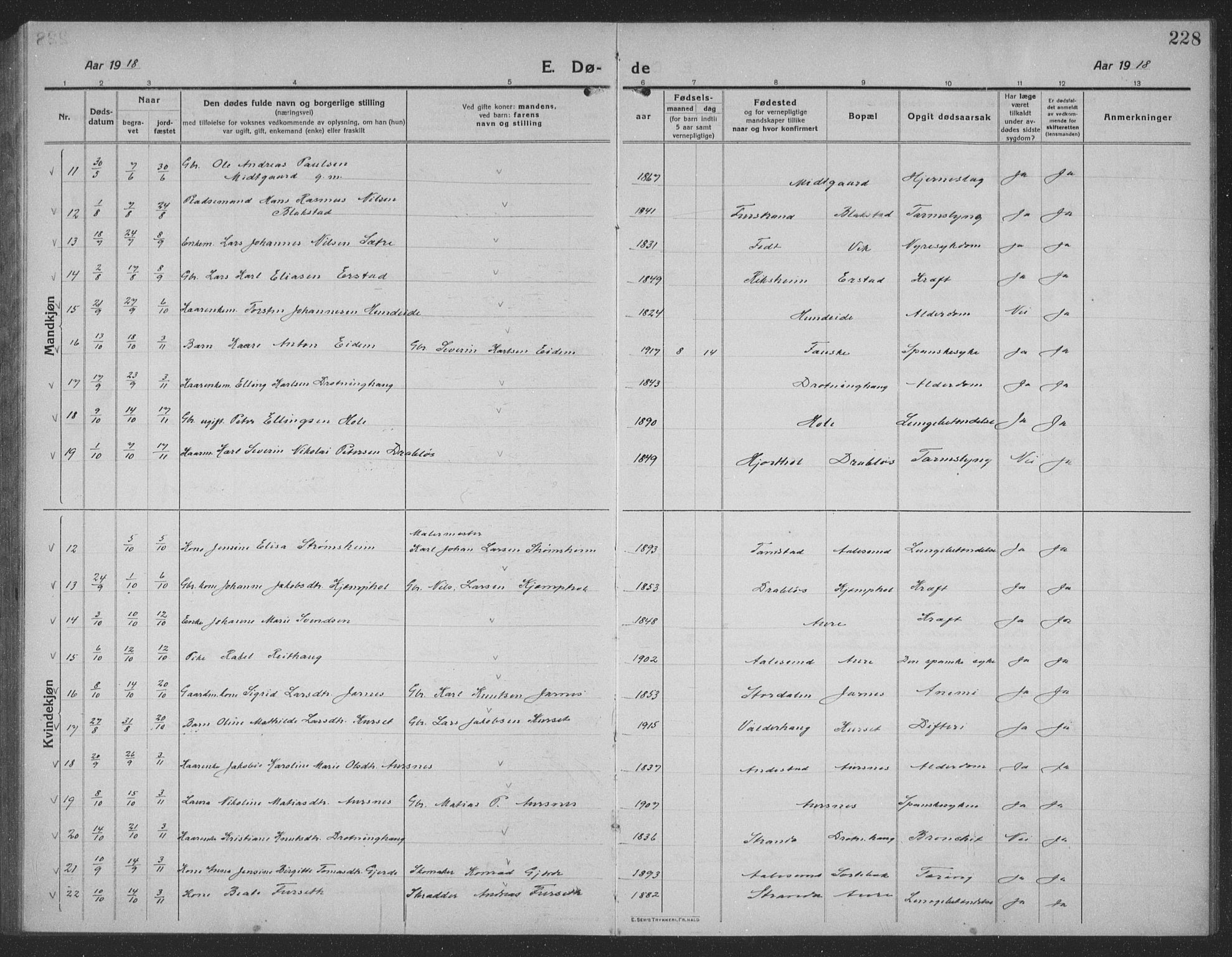 Ministerialprotokoller, klokkerbøker og fødselsregistre - Møre og Romsdal, AV/SAT-A-1454/523/L0342: Parish register (copy) no. 523C05, 1916-1937, p. 228