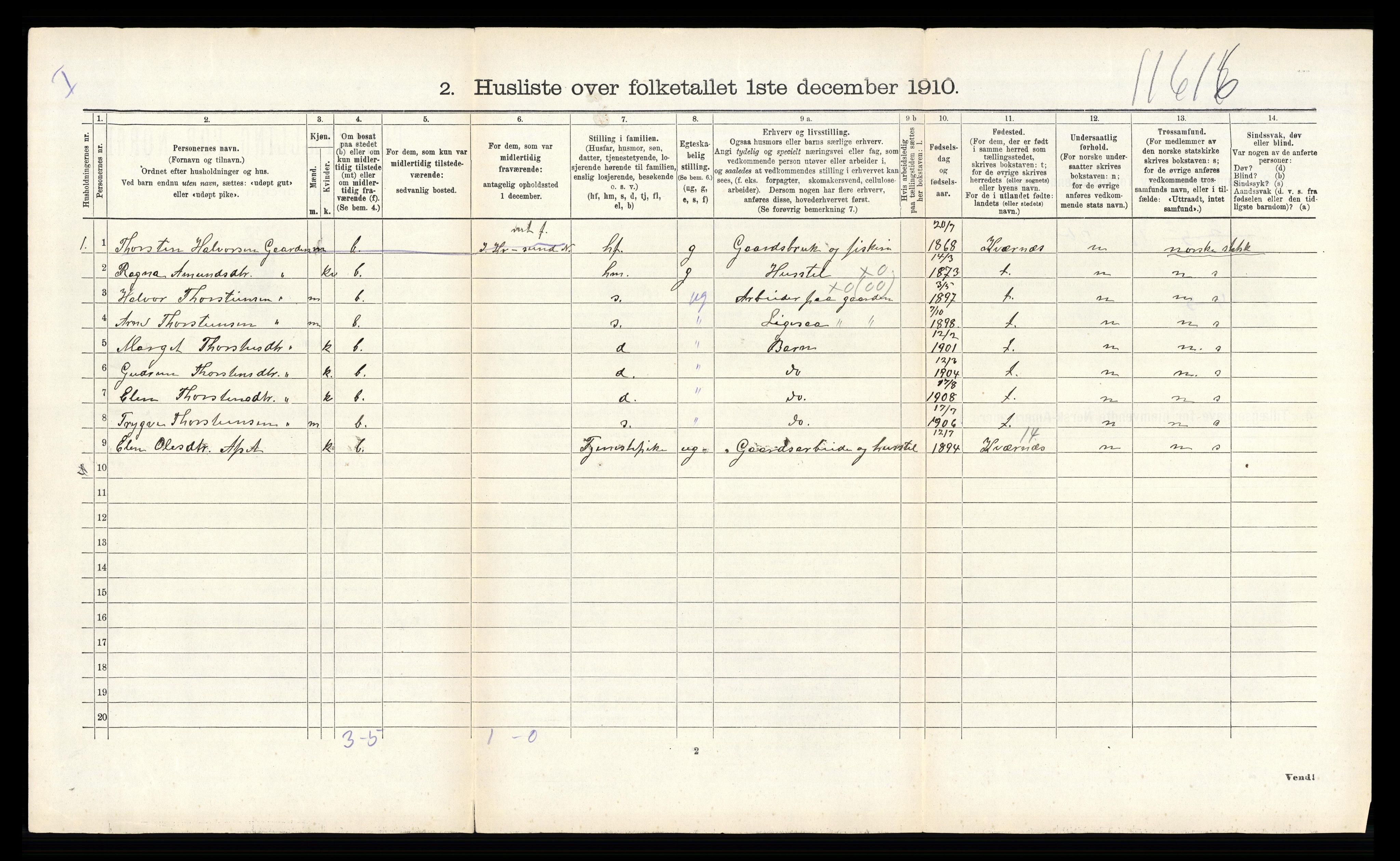 RA, 1910 census for Bremsnes, 1910, p. 819