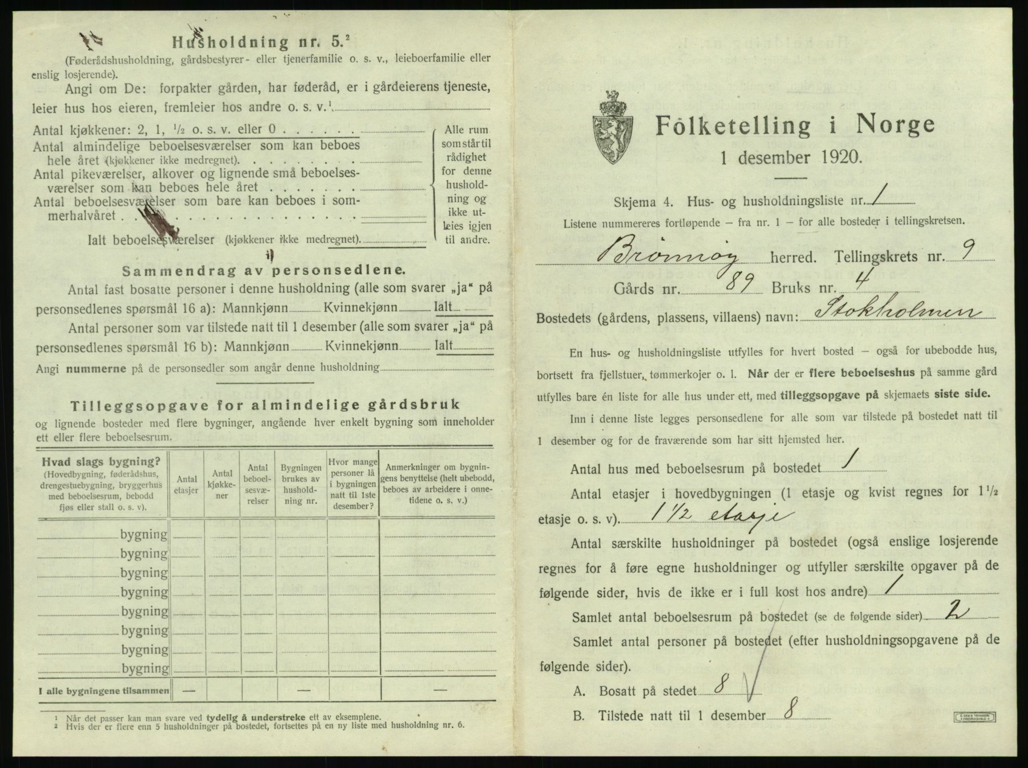 SAT, 1920 census for Brønnøy, 1920, p. 898