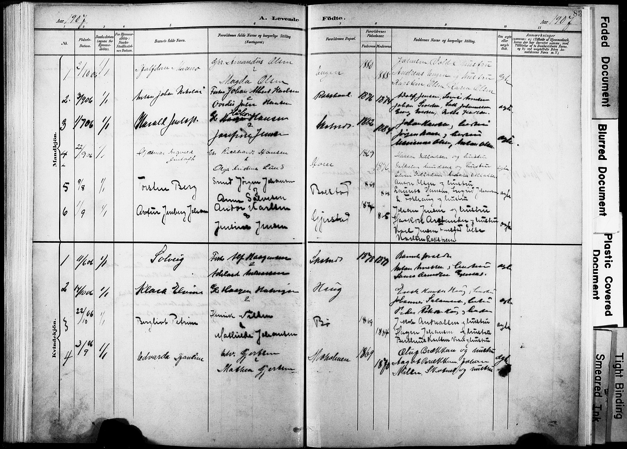 Ministerialprotokoller, klokkerbøker og fødselsregistre - Nordland, AV/SAT-A-1459/881/L1151: Parish register (official) no. 881A04, 1899-1907, p. 83