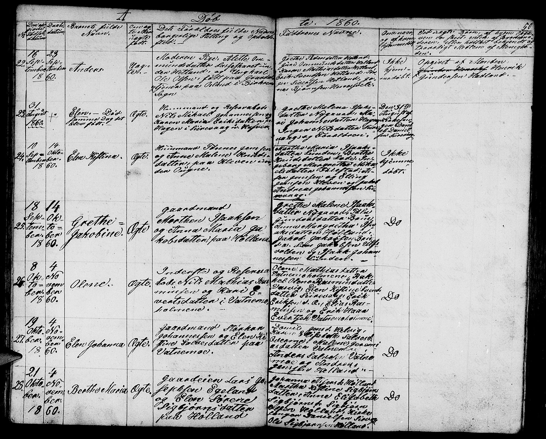 Eigersund sokneprestkontor, AV/SAST-A-101807/S09/L0003: Parish register (copy) no. B 3, 1846-1875, p. 50