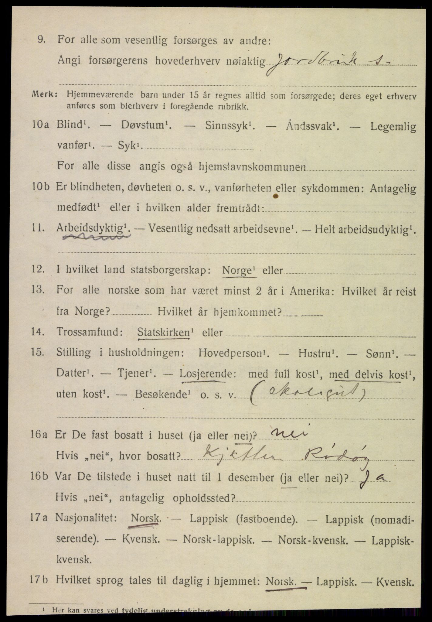 SAT, 1920 census for Rødøy, 1920, p. 4269