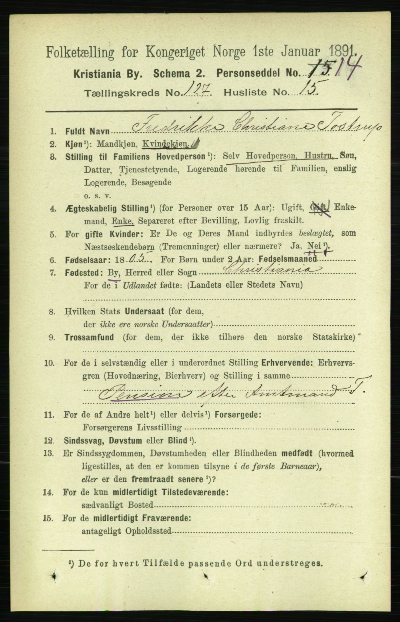 RA, 1891 census for 0301 Kristiania, 1891, p. 68328