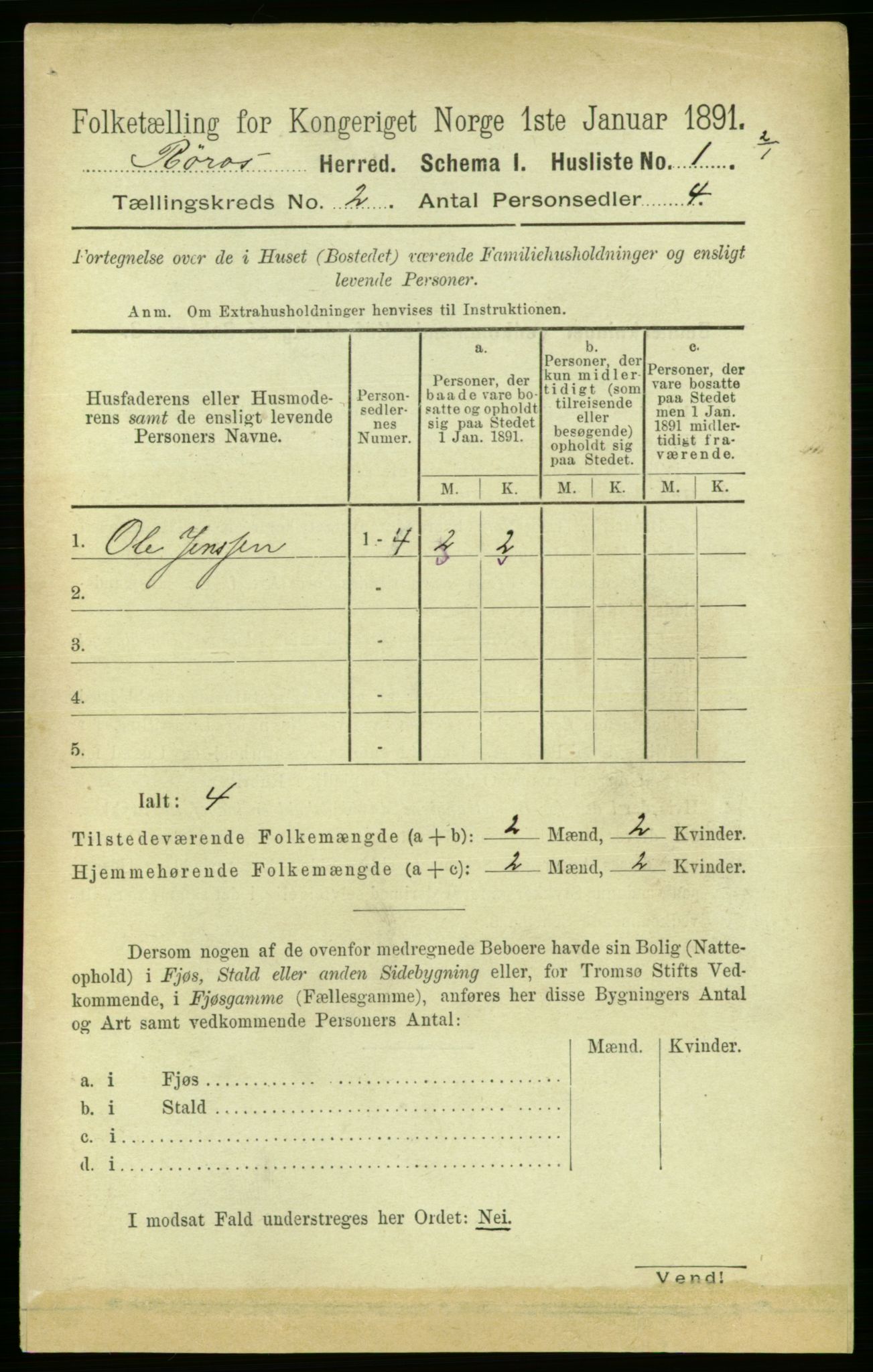 RA, 1891 census for 1640 Røros, 1891, p. 227