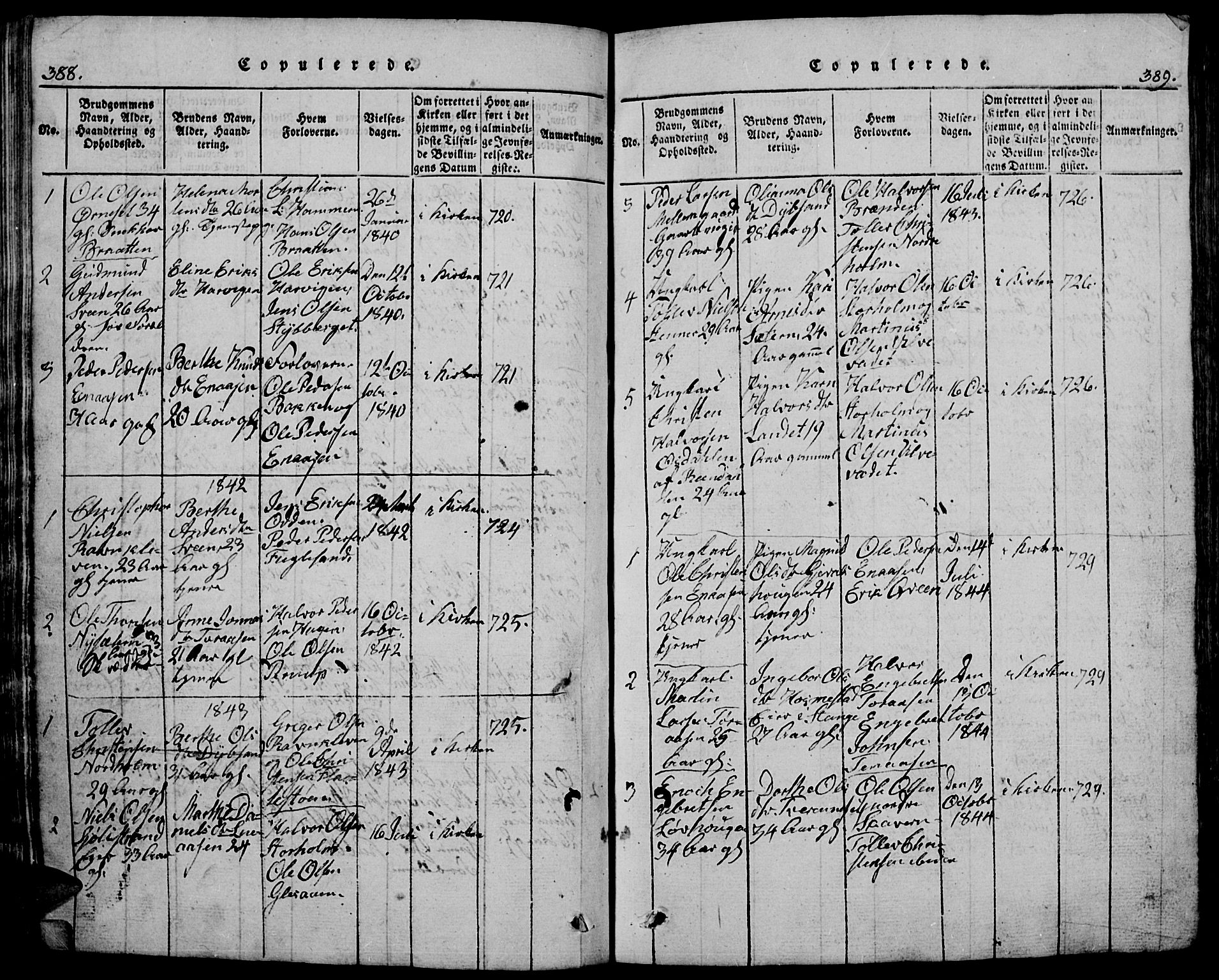 Trysil prestekontor, AV/SAH-PREST-046/H/Ha/Hab/L0005: Parish register (copy) no. 5, 1814-1877, p. 388-389