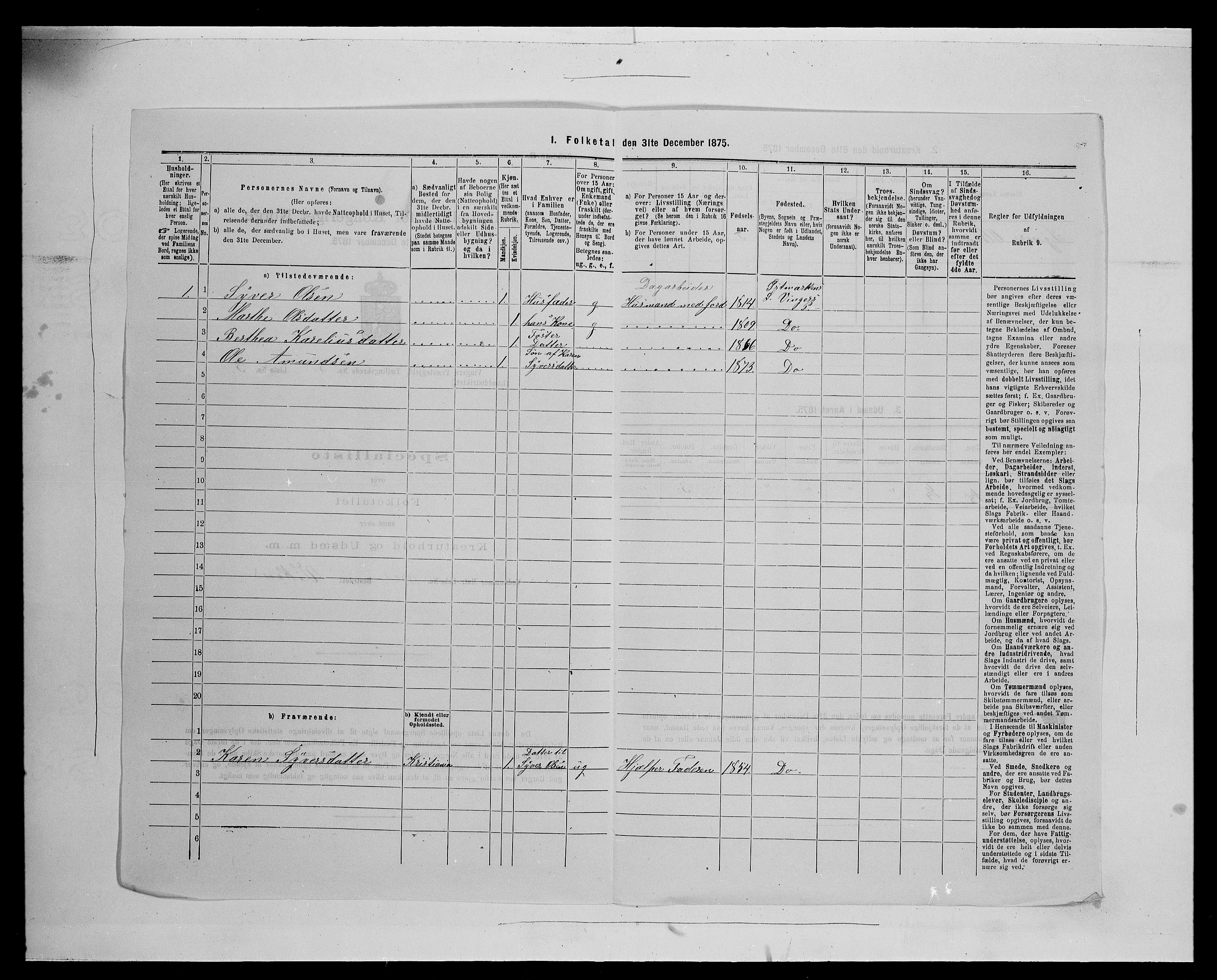 SAH, 1875 census for 0421L Vinger/Vinger og Austmarka, 1875, p. 1245