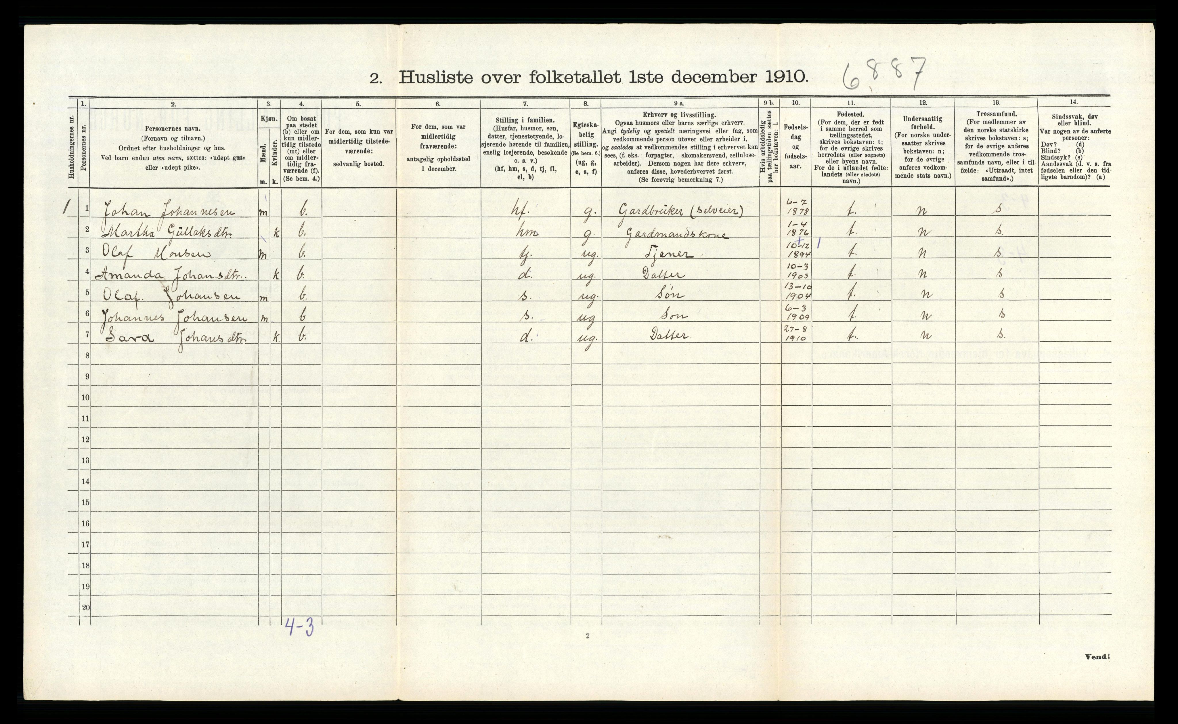 RA, 1910 census for Austrheim, 1910, p. 107