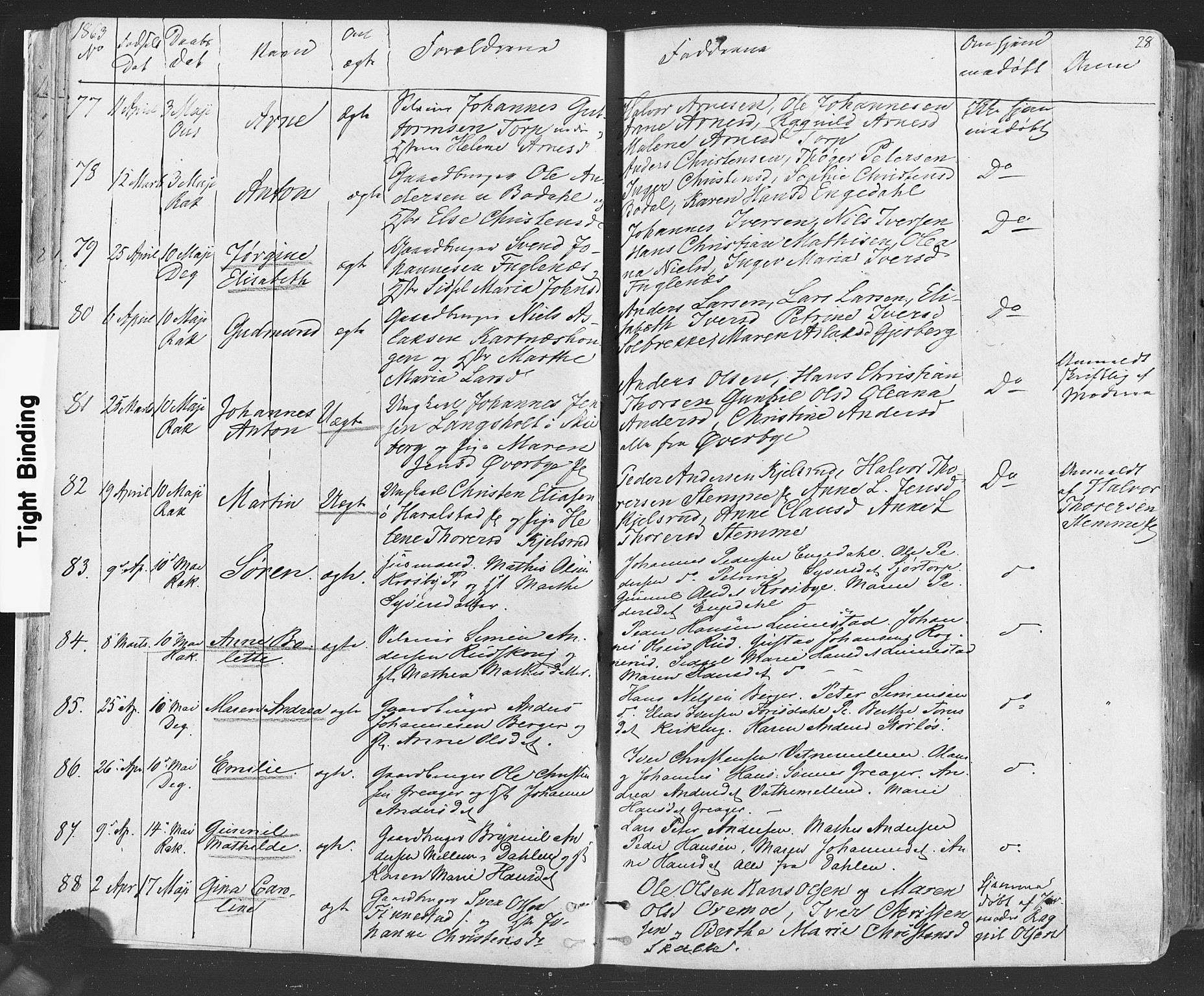 Rakkestad prestekontor Kirkebøker, AV/SAO-A-2008/F/Fa/L0011: Parish register (official) no. I 11, 1862-1877, p. 28