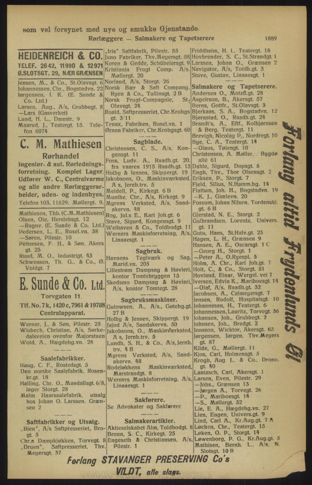 Kristiania/Oslo adressebok, PUBL/-, 1915, p. 1889