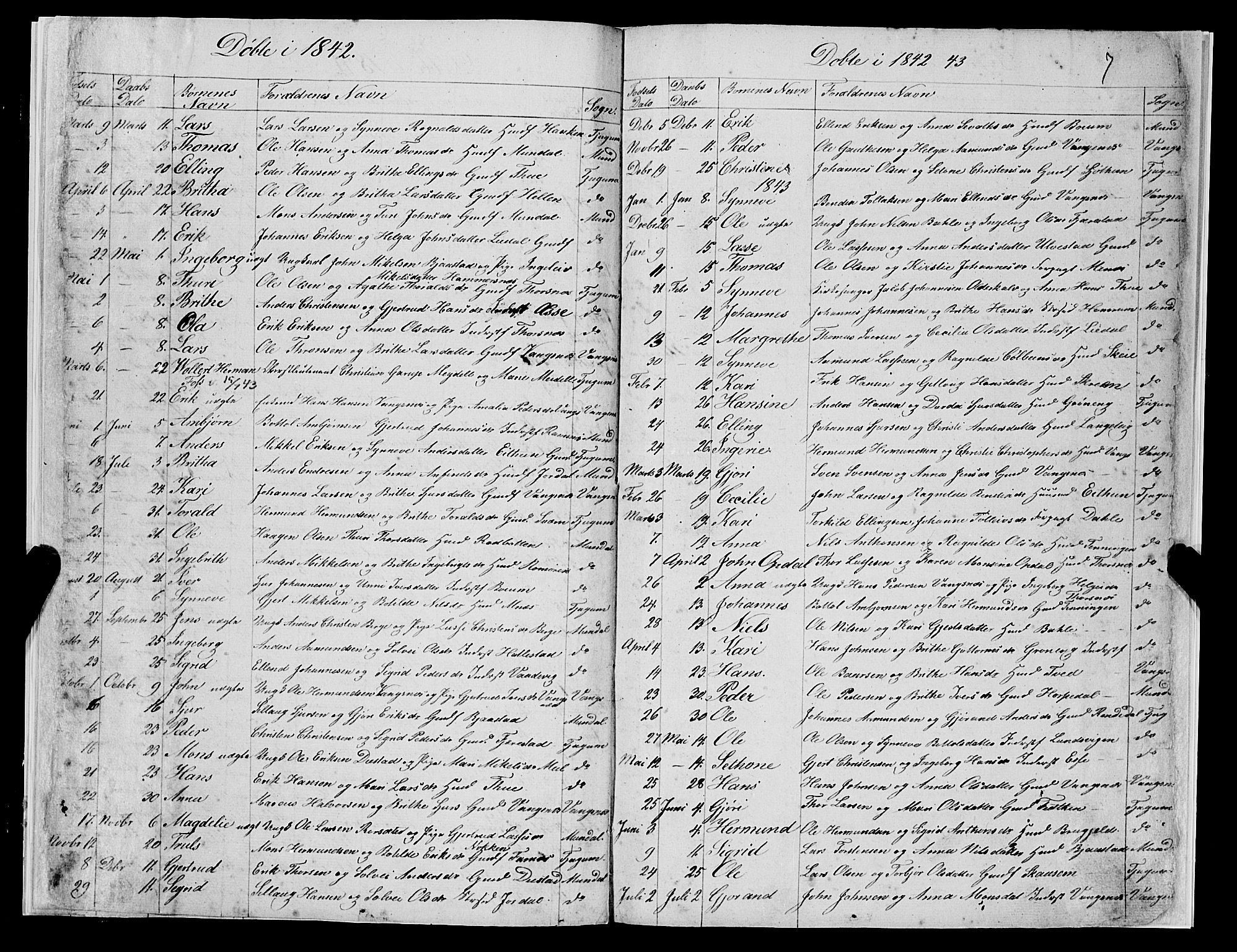 Balestrand sokneprestembete, SAB/A-79601/H/Haa/Haaa/L0001: Parish register (official) no. A 1, 1834-1846, p. 7