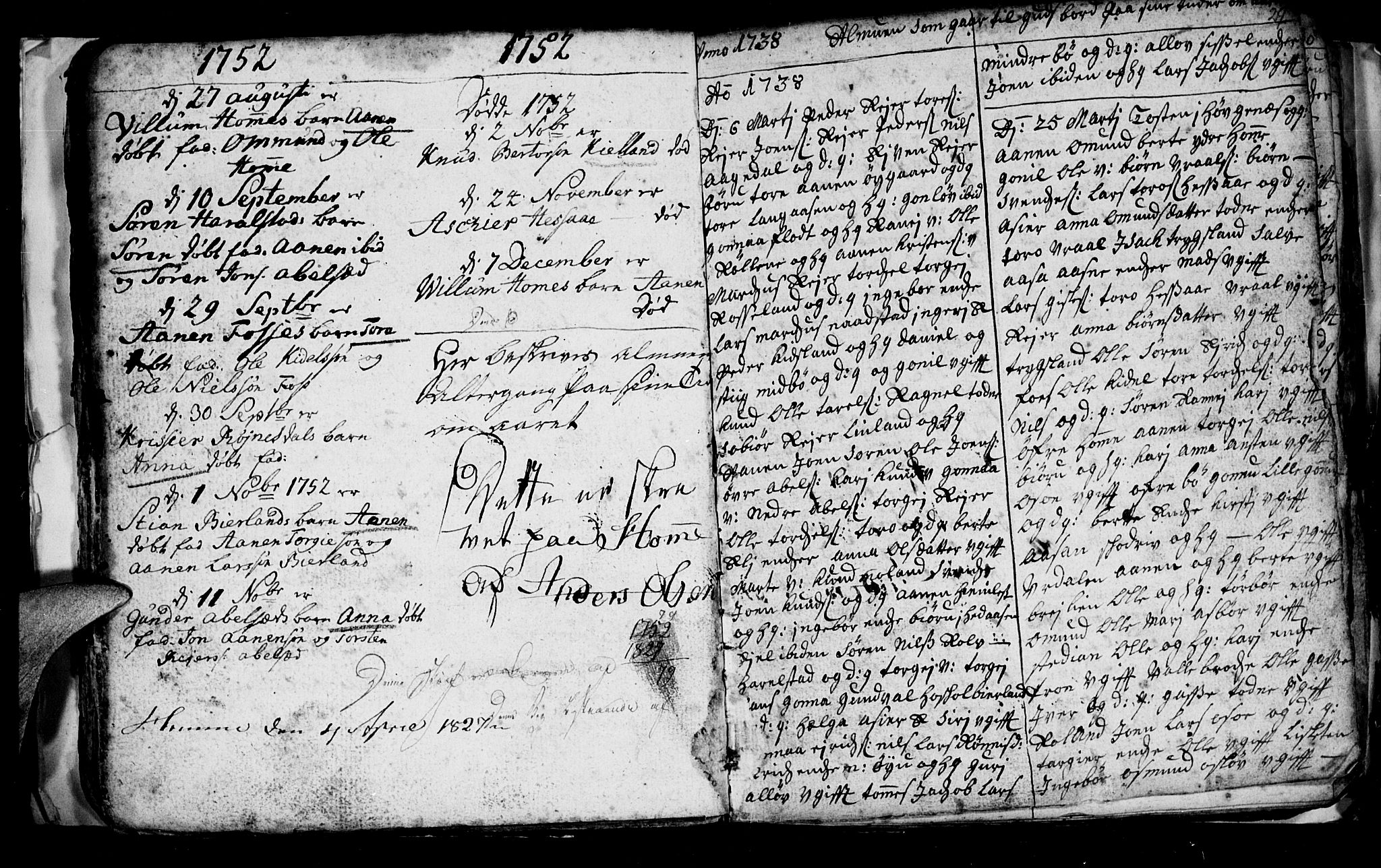 Bjelland sokneprestkontor, SAK/1111-0005/F/Fb/Fba/L0001: Parish register (copy) no. B 1, 1727-1752, p. 29