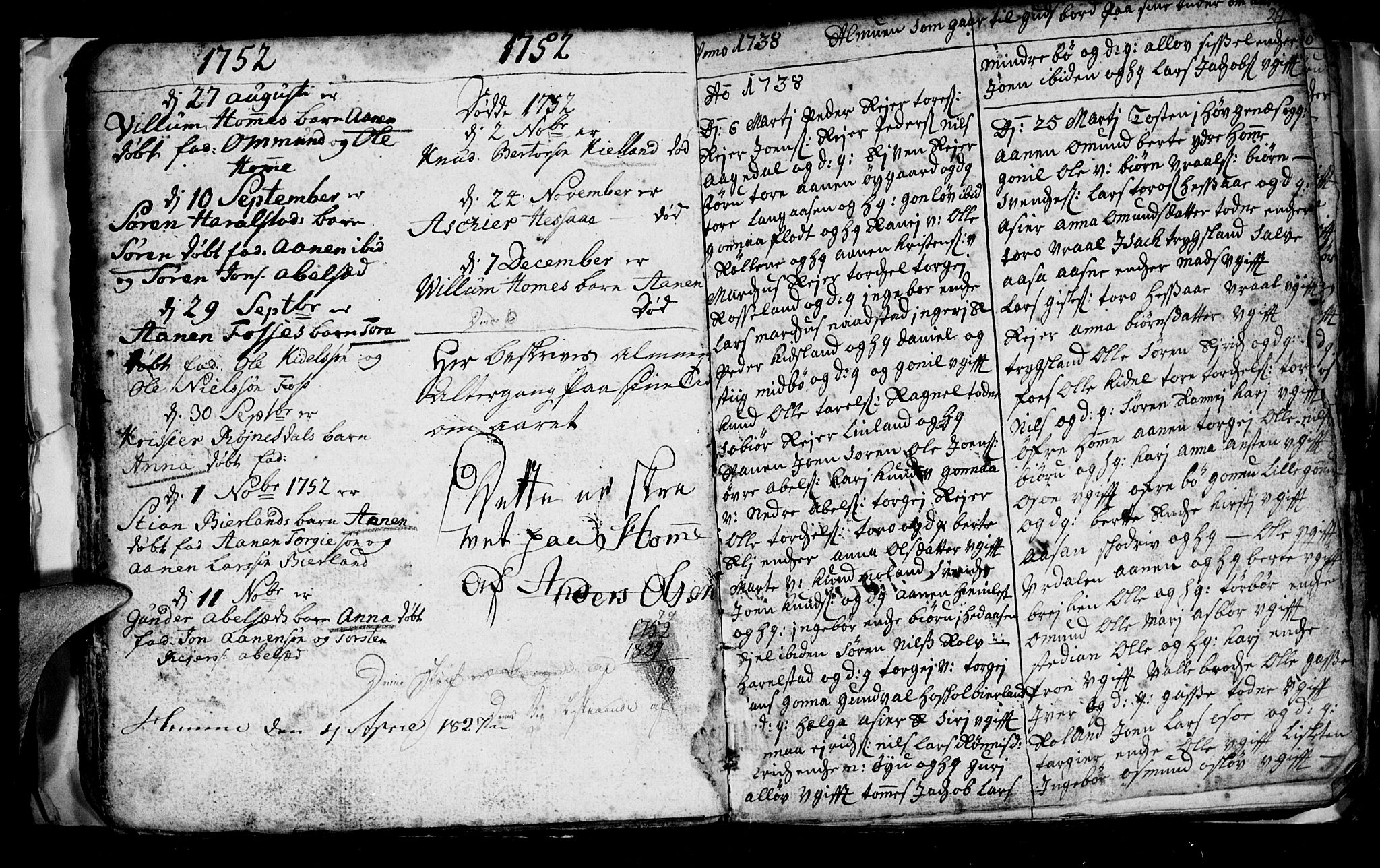 Bjelland sokneprestkontor, AV/SAK-1111-0005/F/Fb/Fba/L0001: Parish register (copy) no. B 1, 1727-1752, p. 29