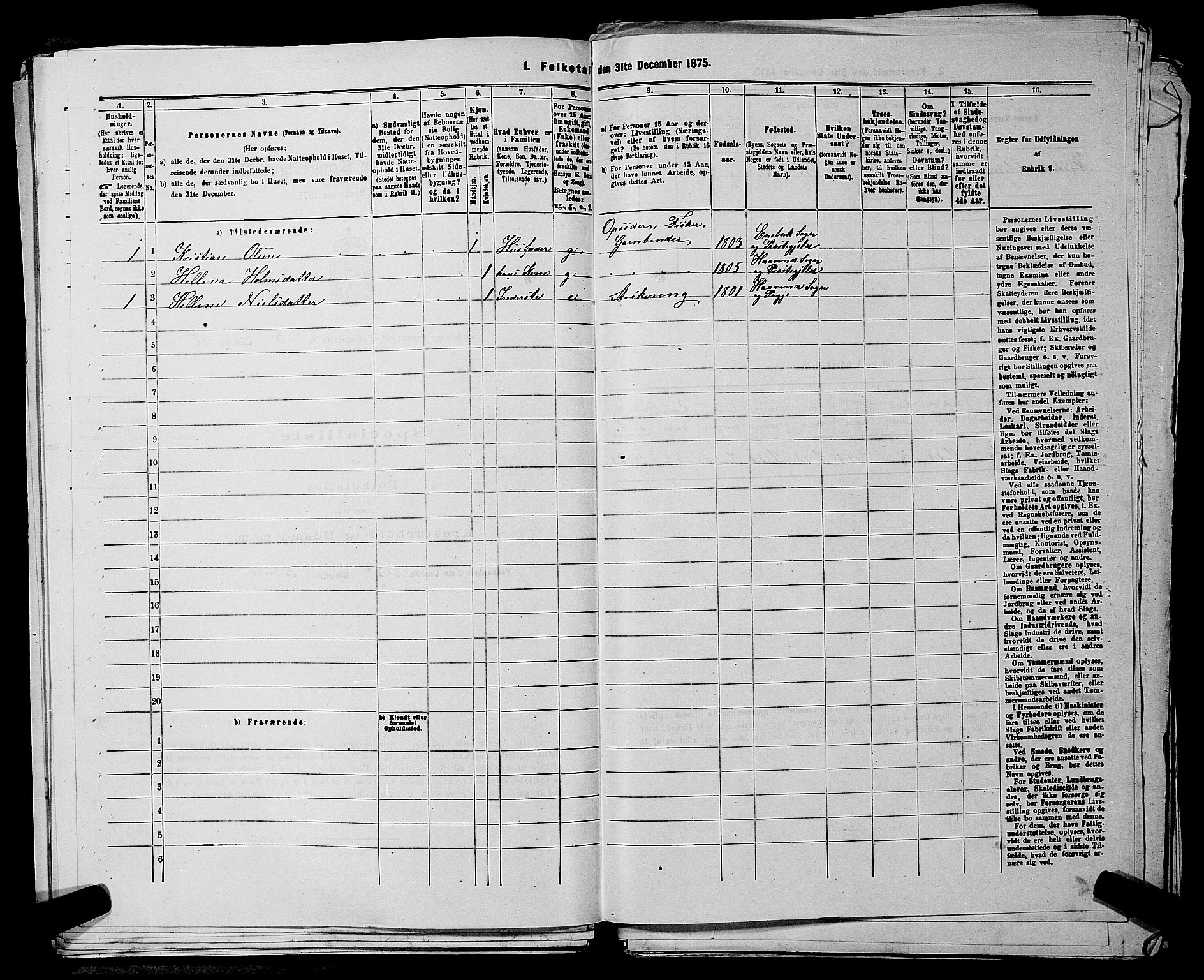 RA, 1875 census for 0123P Spydeberg, 1875, p. 681