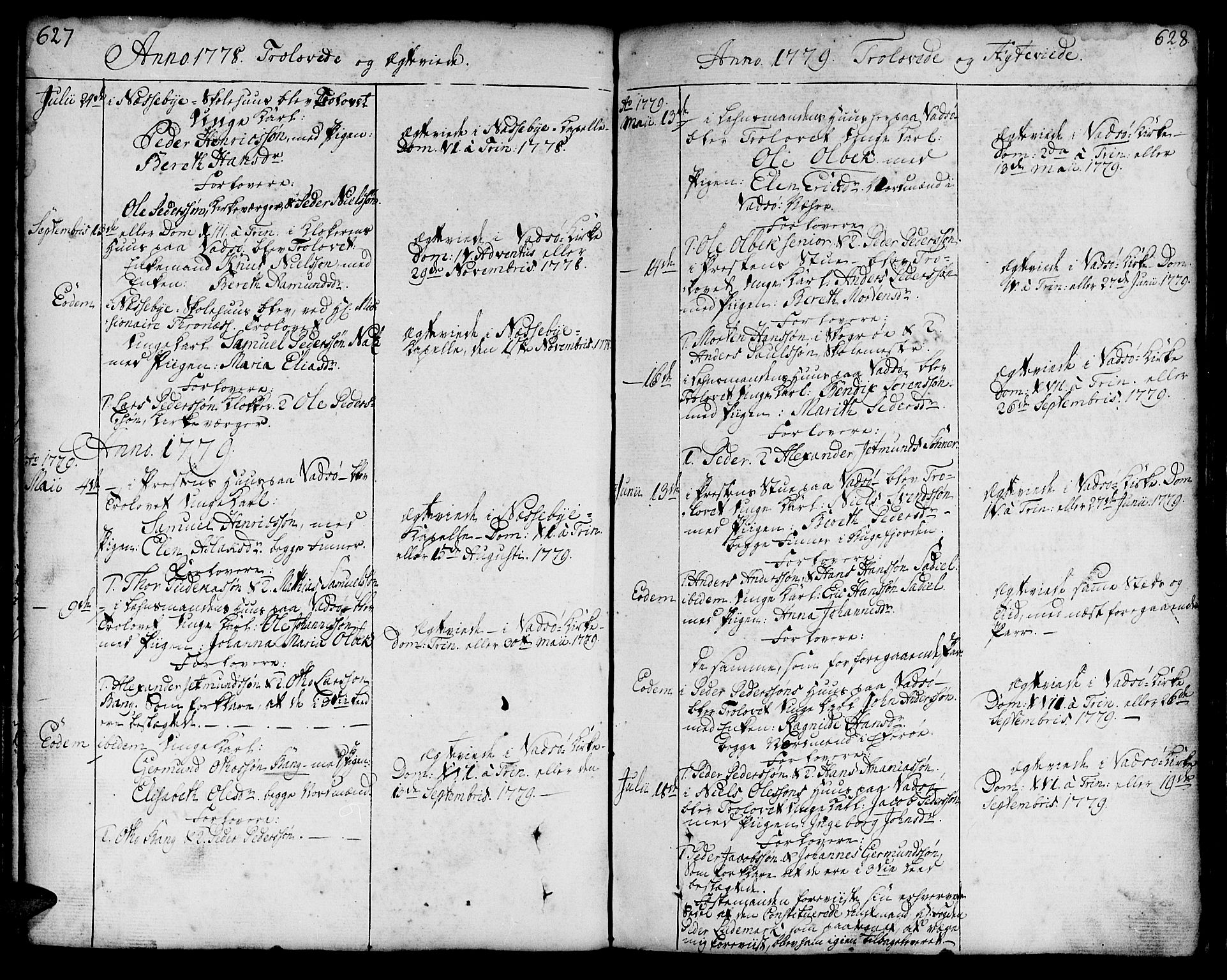Vadsø sokneprestkontor, SATØ/S-1325/H/Ha/L0002kirke: Parish register (official) no. 2, 1764-1821, p. 627-628