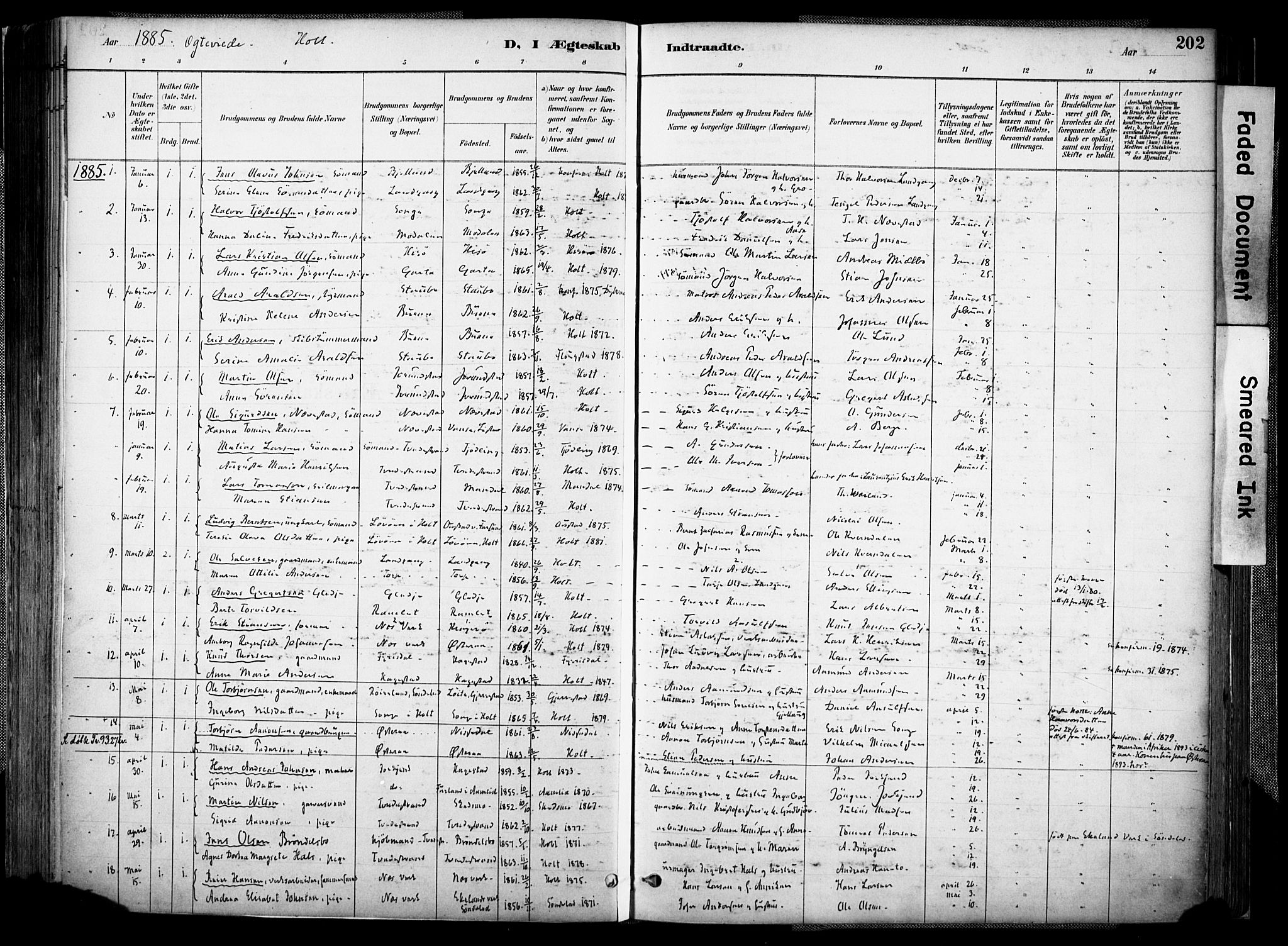 Holt sokneprestkontor, SAK/1111-0021/F/Fa/L0012: Parish register (official) no. A 12, 1885-1907, p. 202