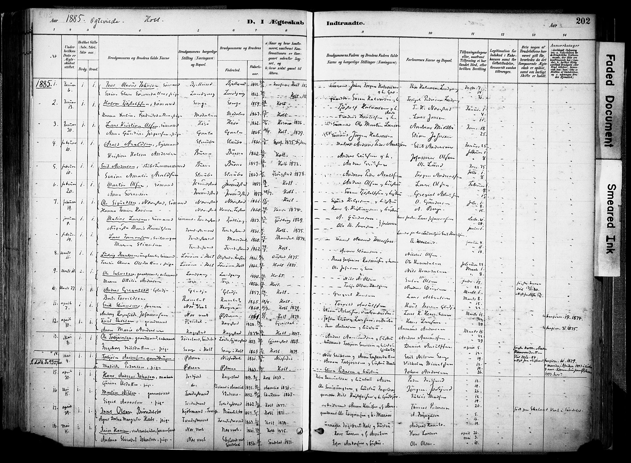 Holt sokneprestkontor, AV/SAK-1111-0021/F/Fa/L0012: Parish register (official) no. A 12, 1885-1907, p. 202