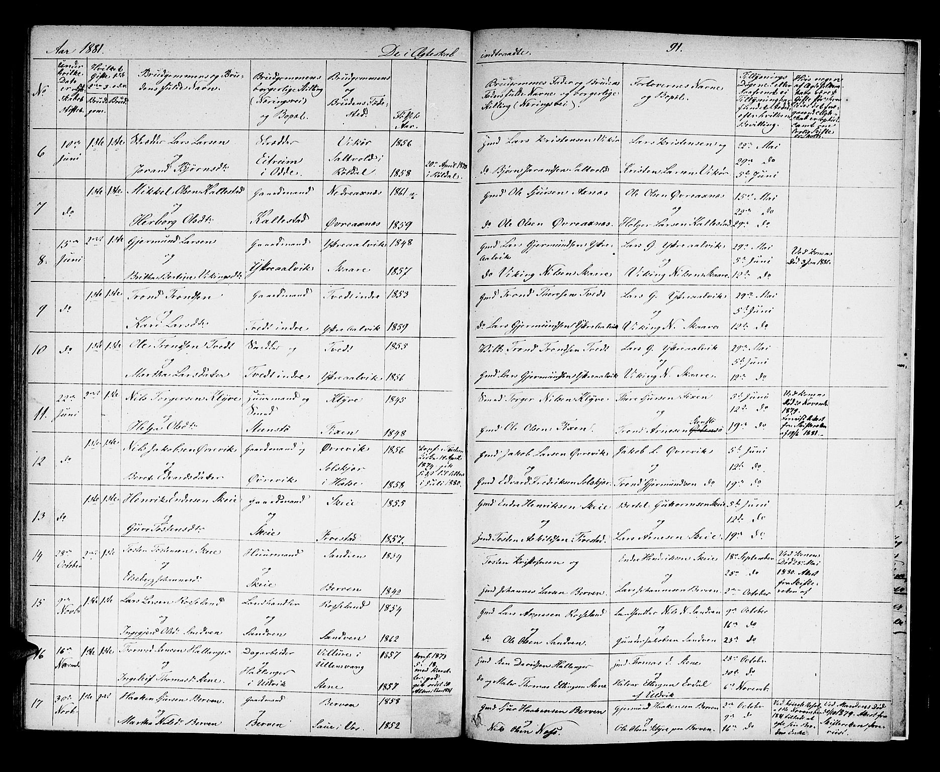 Kvam sokneprestembete, AV/SAB-A-76201/H/Hab: Parish register (copy) no. B 2, 1870-1883, p. 91