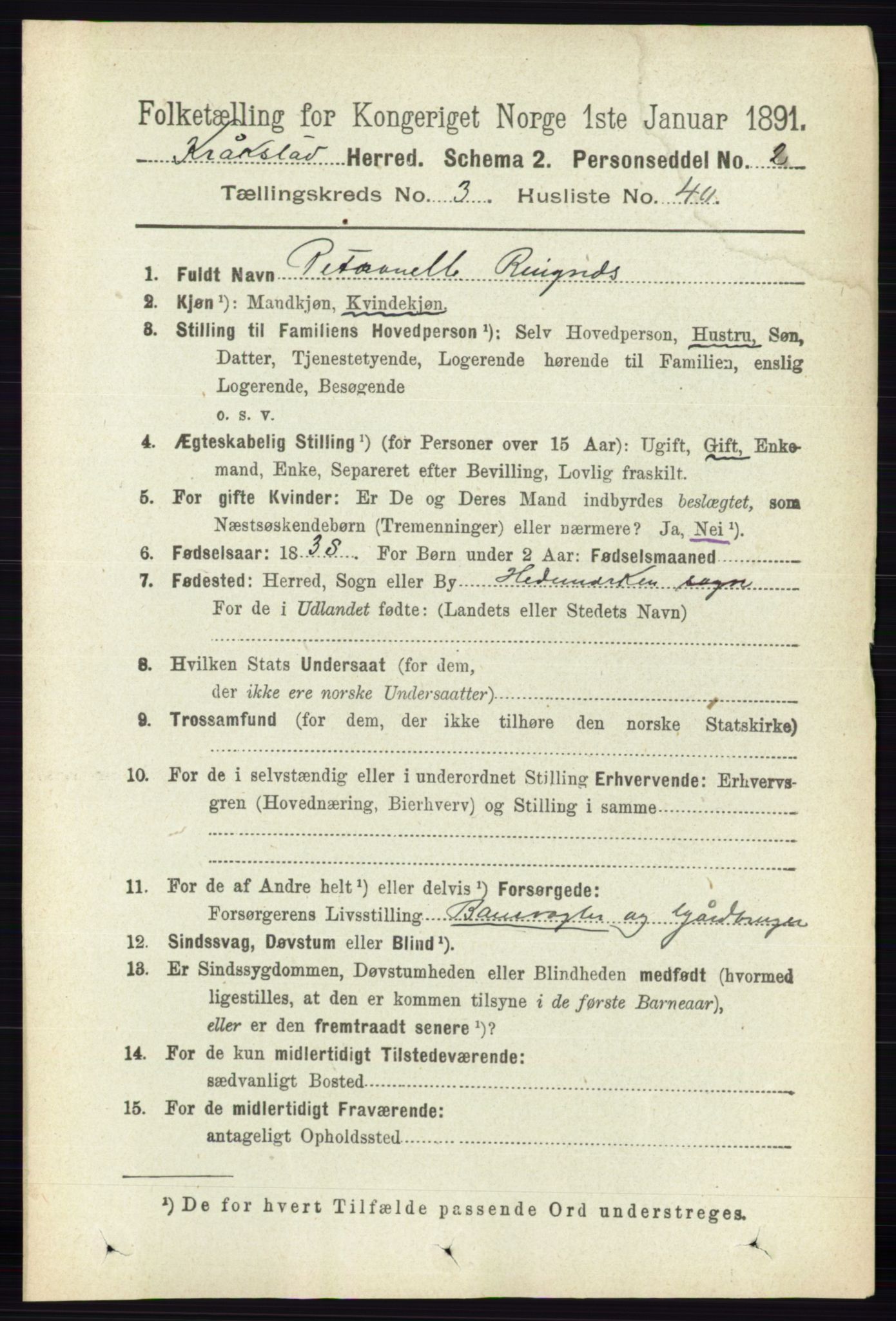 RA, 1891 census for 0212 Kråkstad, 1891, p. 1436