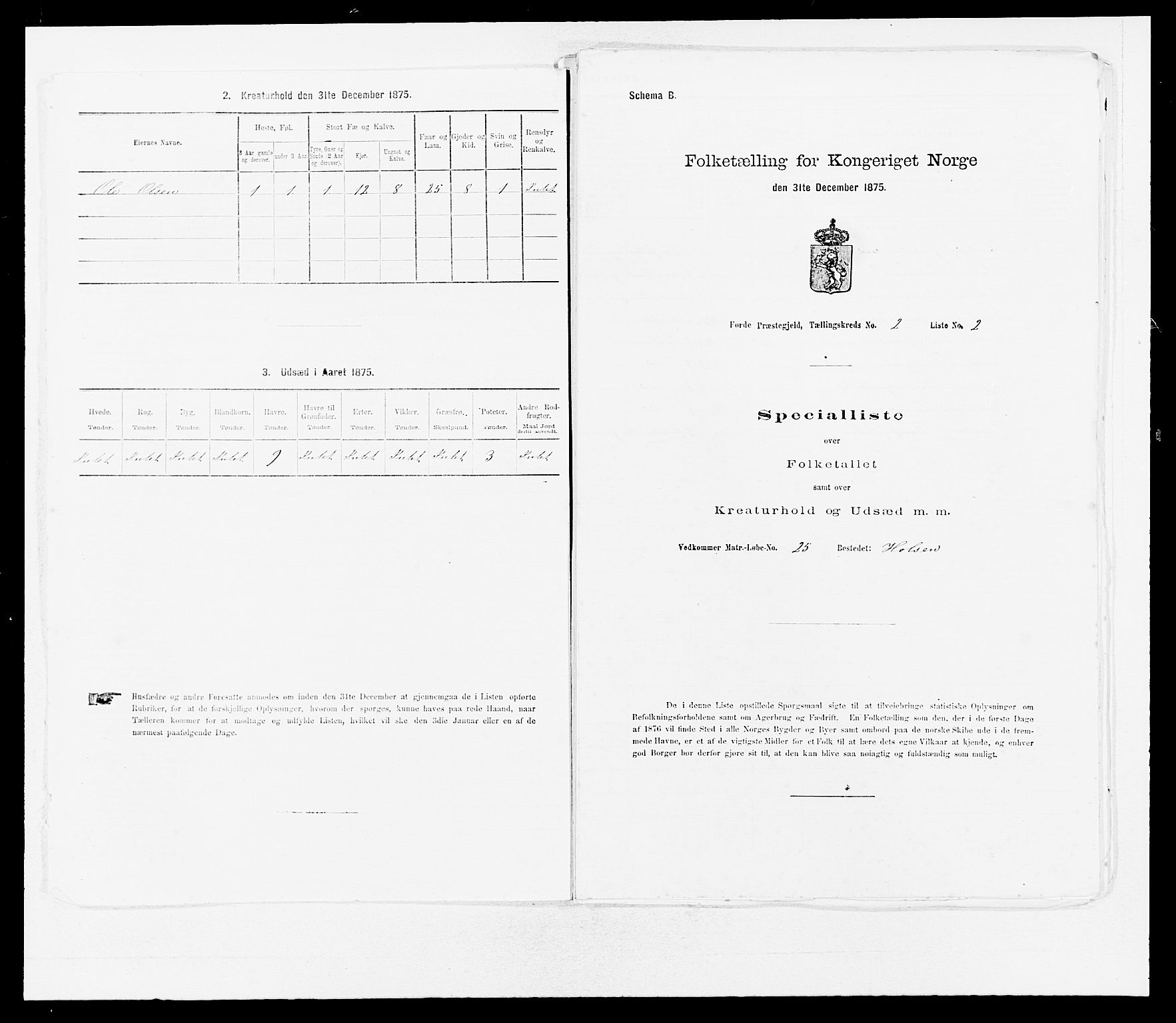 SAB, 1875 census for 1432P Førde, 1875, p. 113