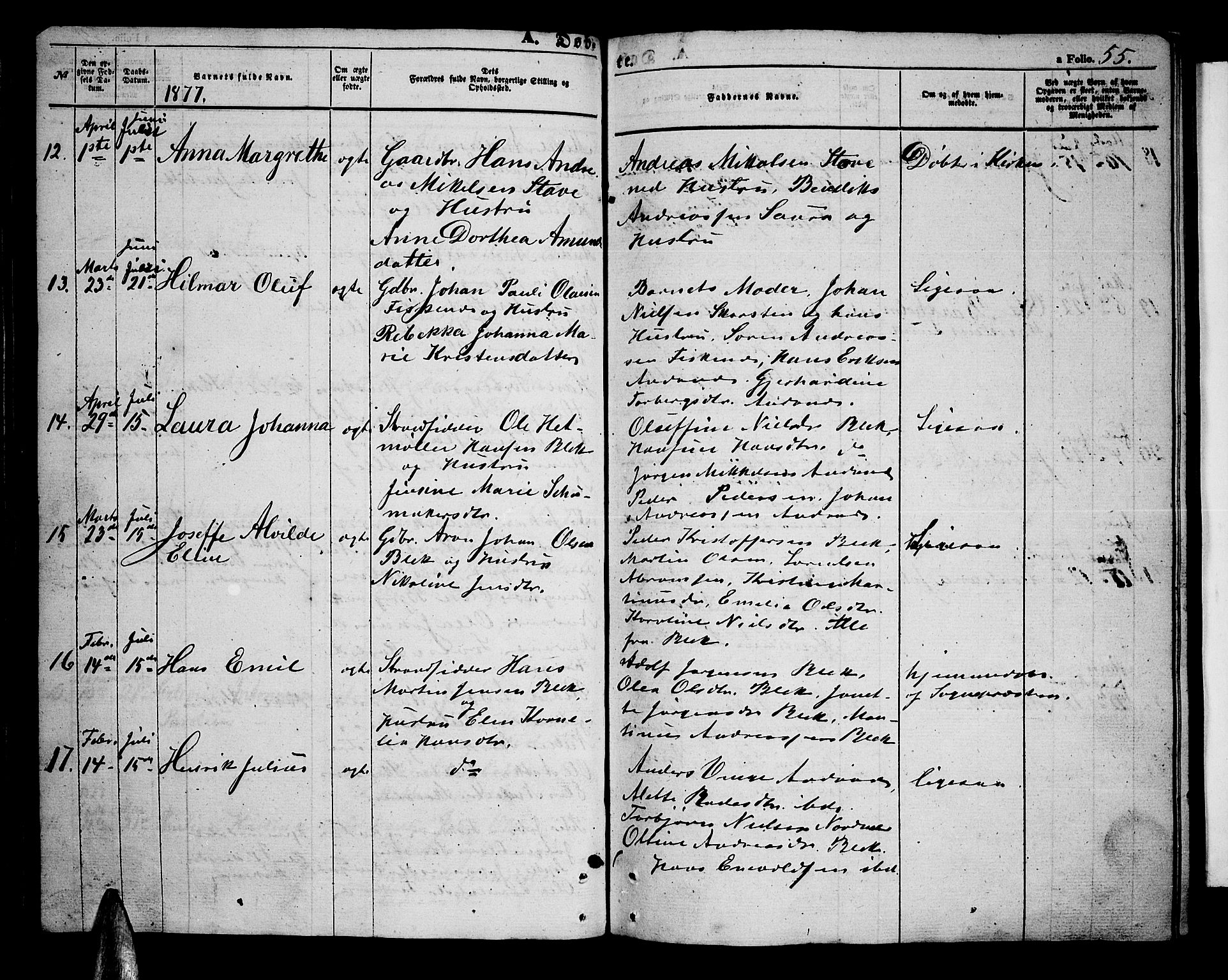 Ministerialprotokoller, klokkerbøker og fødselsregistre - Nordland, AV/SAT-A-1459/899/L1447: Parish register (copy) no. 899C02, 1855-1886, p. 55