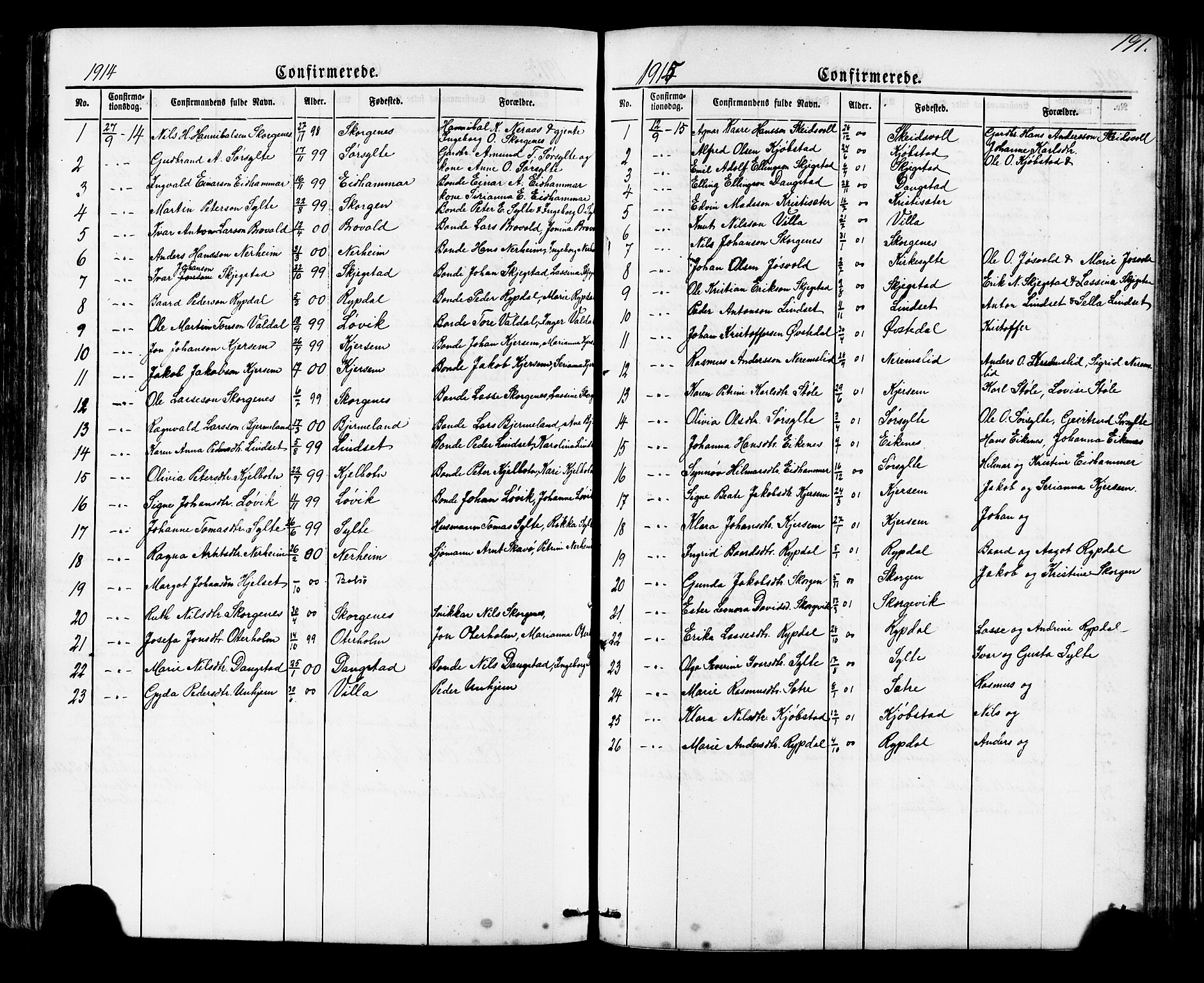 Ministerialprotokoller, klokkerbøker og fødselsregistre - Møre og Romsdal, SAT/A-1454/541/L0547: Parish register (copy) no. 541C02, 1867-1921, p. 191