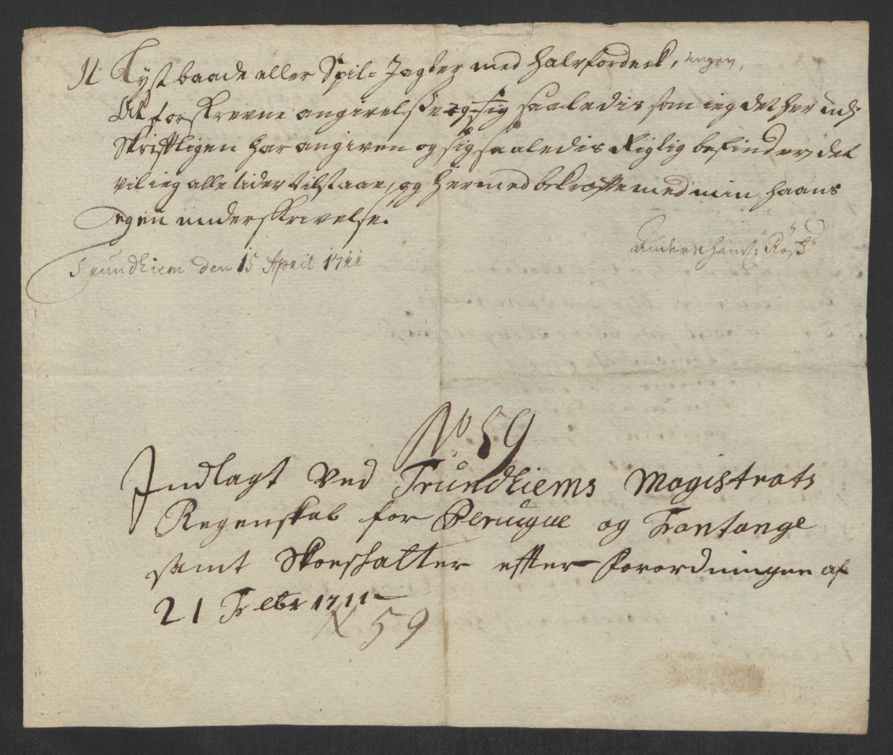 Rentekammeret inntil 1814, Reviderte regnskaper, Byregnskaper, AV/RA-EA-4066/R/Rs/L0507: [S3] Kontribusjonsregnskap, 1699-1711, p. 586