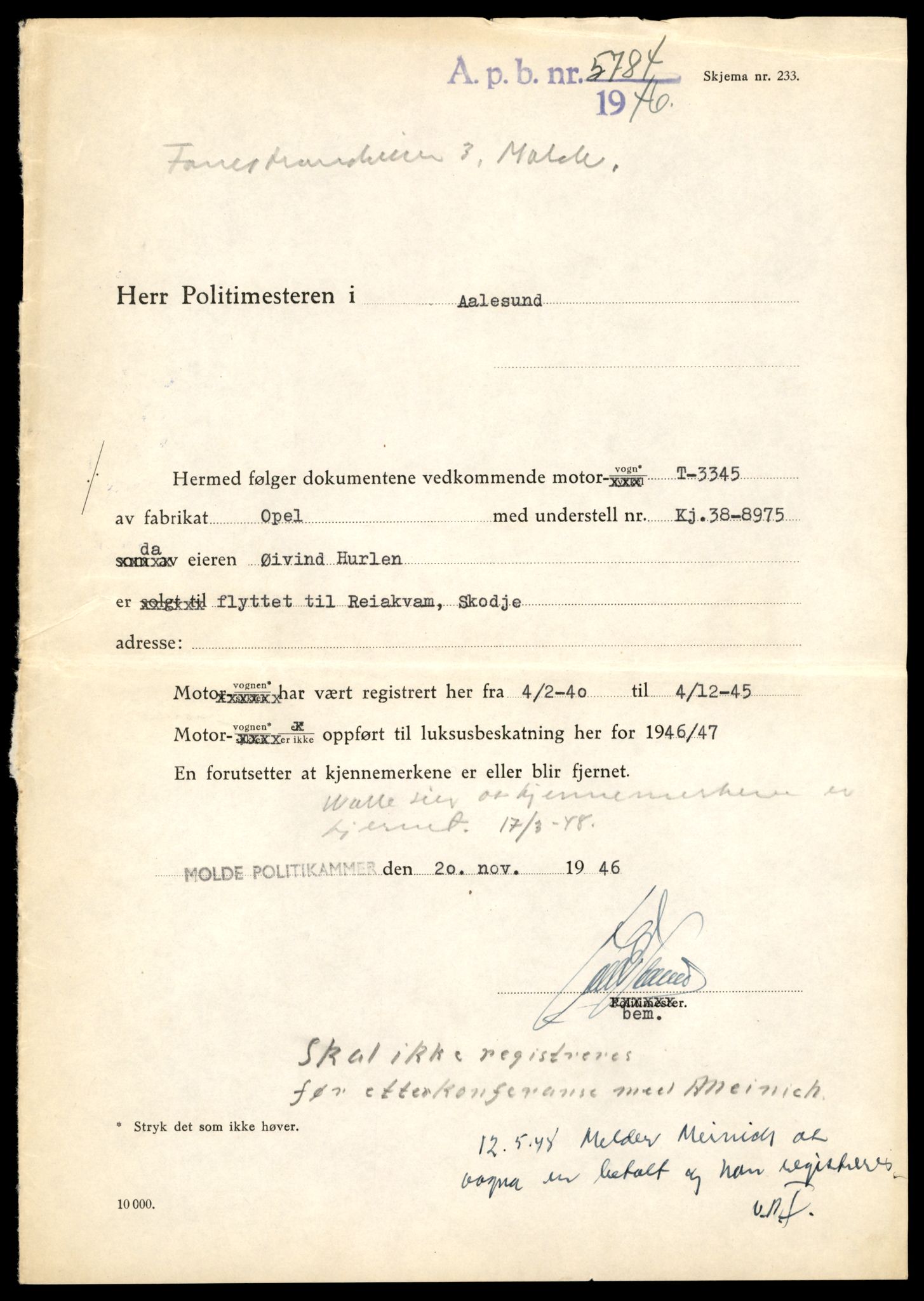 Møre og Romsdal vegkontor - Ålesund trafikkstasjon, AV/SAT-A-4099/F/Fe/L0022: Registreringskort for kjøretøy T 10584 - T 10694, 1927-1998, p. 1401