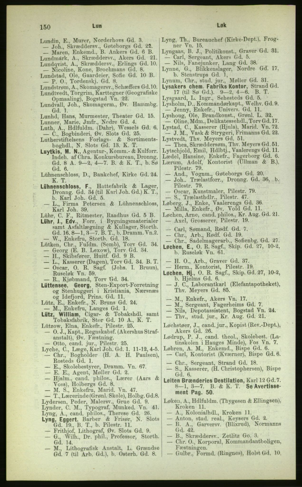 Kristiania/Oslo adressebok, PUBL/-, 1883, p. 150