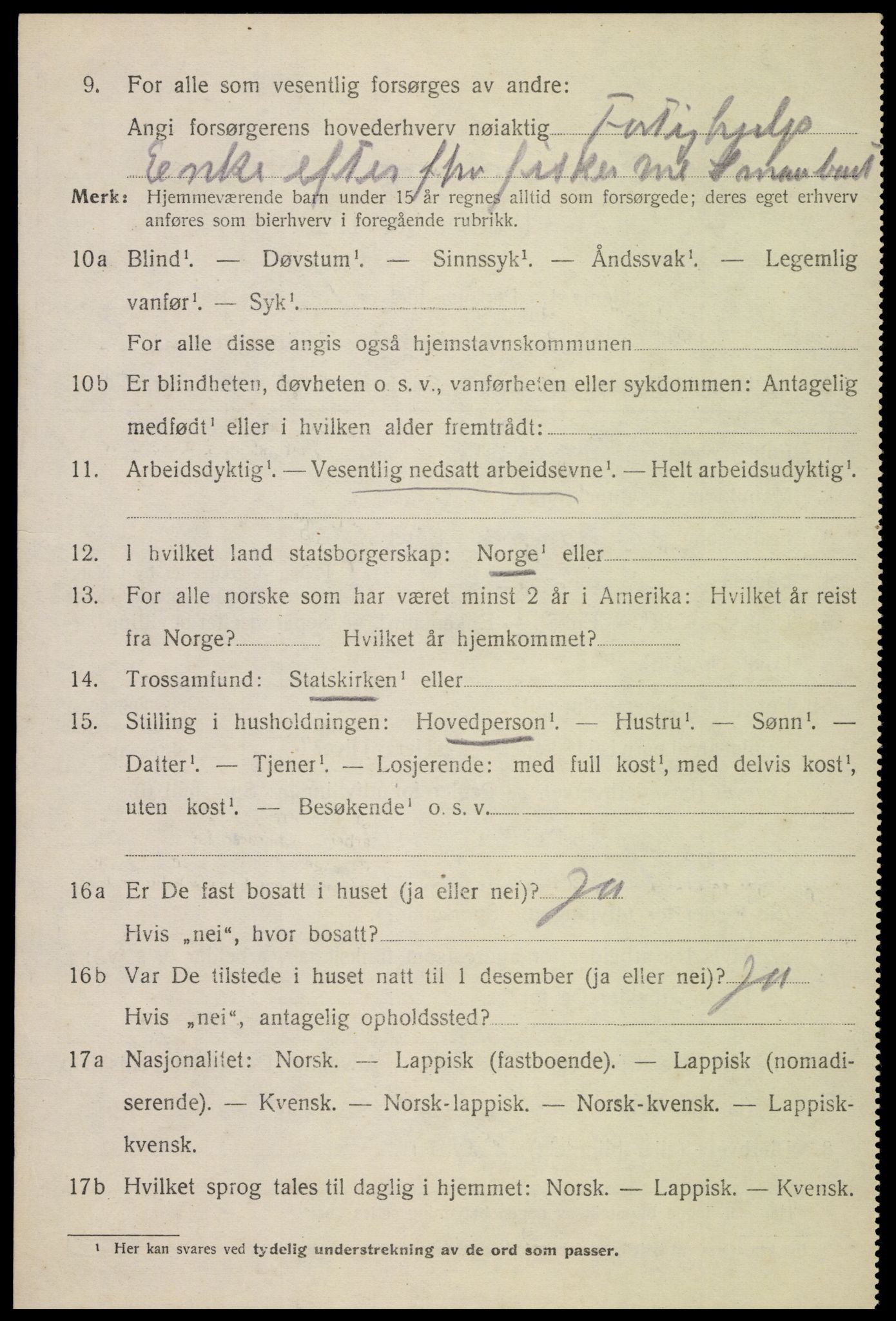 SAT, 1920 census for Værøy, 1920, p. 1306