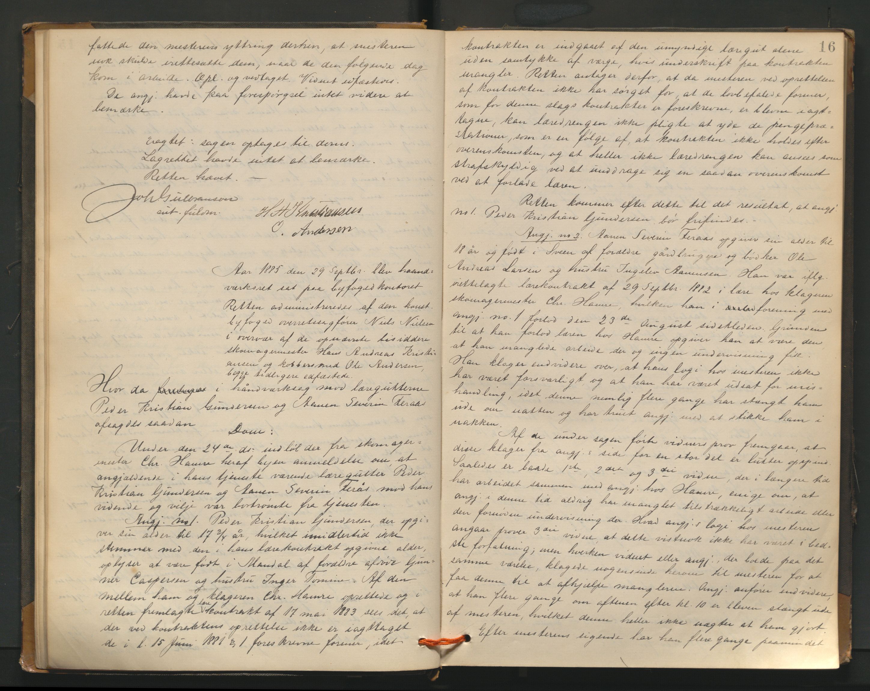 Haugesund tingrett, AV/SAST-A-101415/01/V/VB/VBd/L0001: Ekstrarettsprotokoll, 1883, p. 16