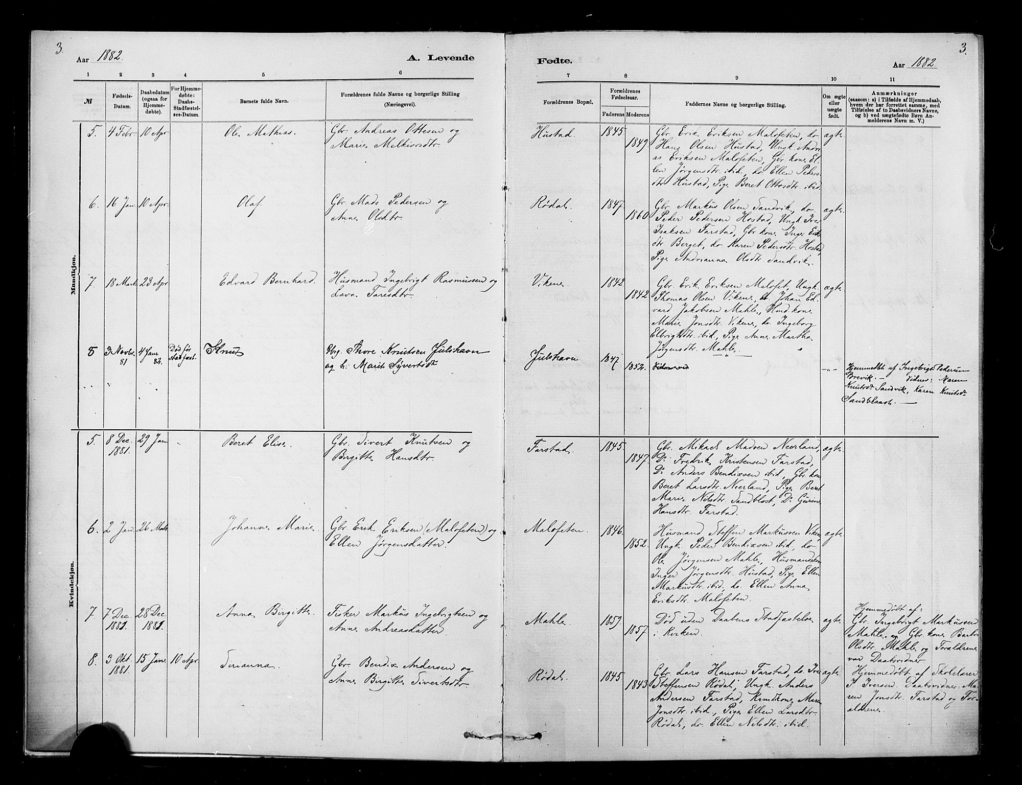 Ministerialprotokoller, klokkerbøker og fødselsregistre - Møre og Romsdal, AV/SAT-A-1454/567/L0778: Parish register (official) no. 567A01, 1881-1903, p. 3