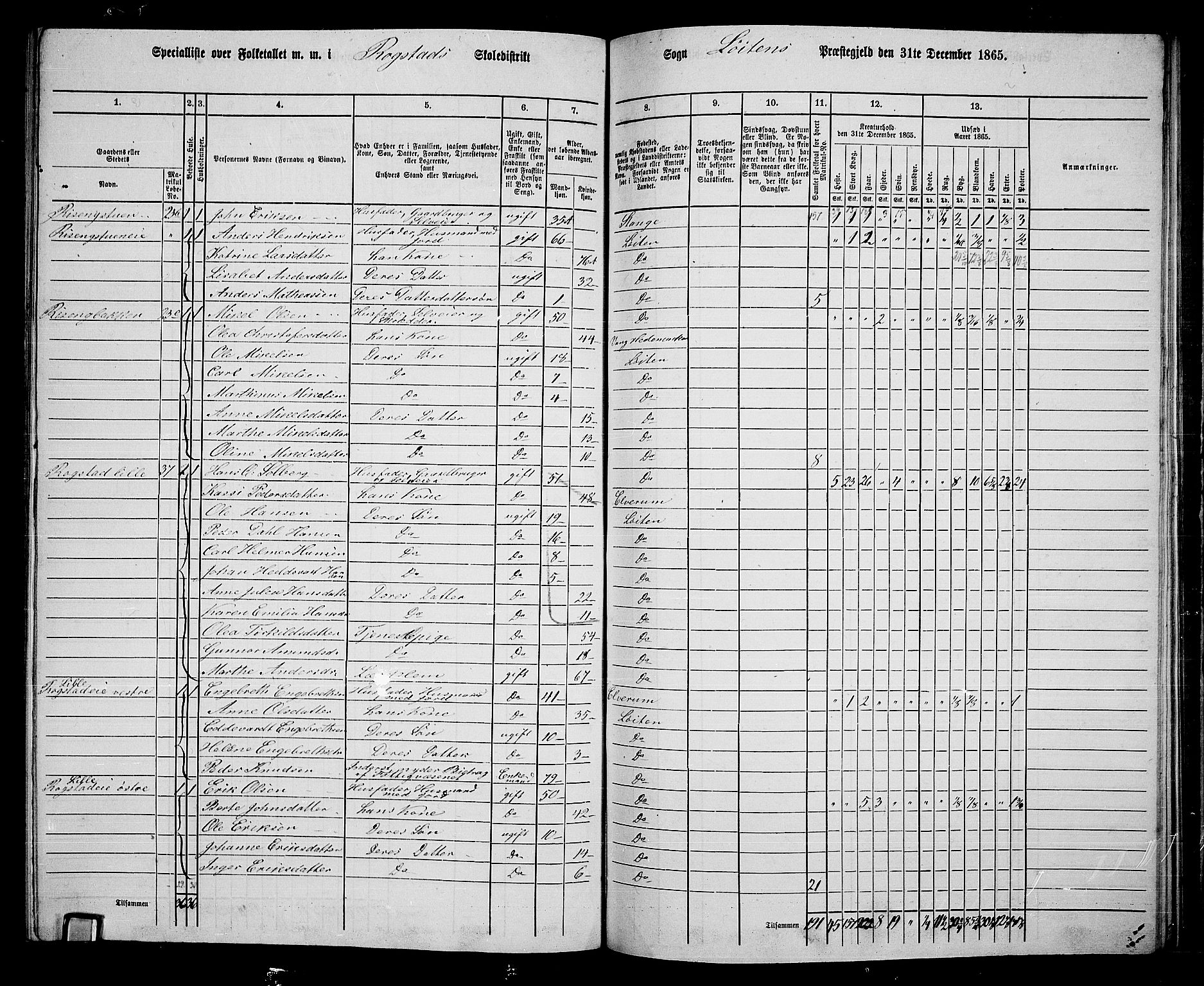 RA, 1865 census for Løten, 1865, p. 151