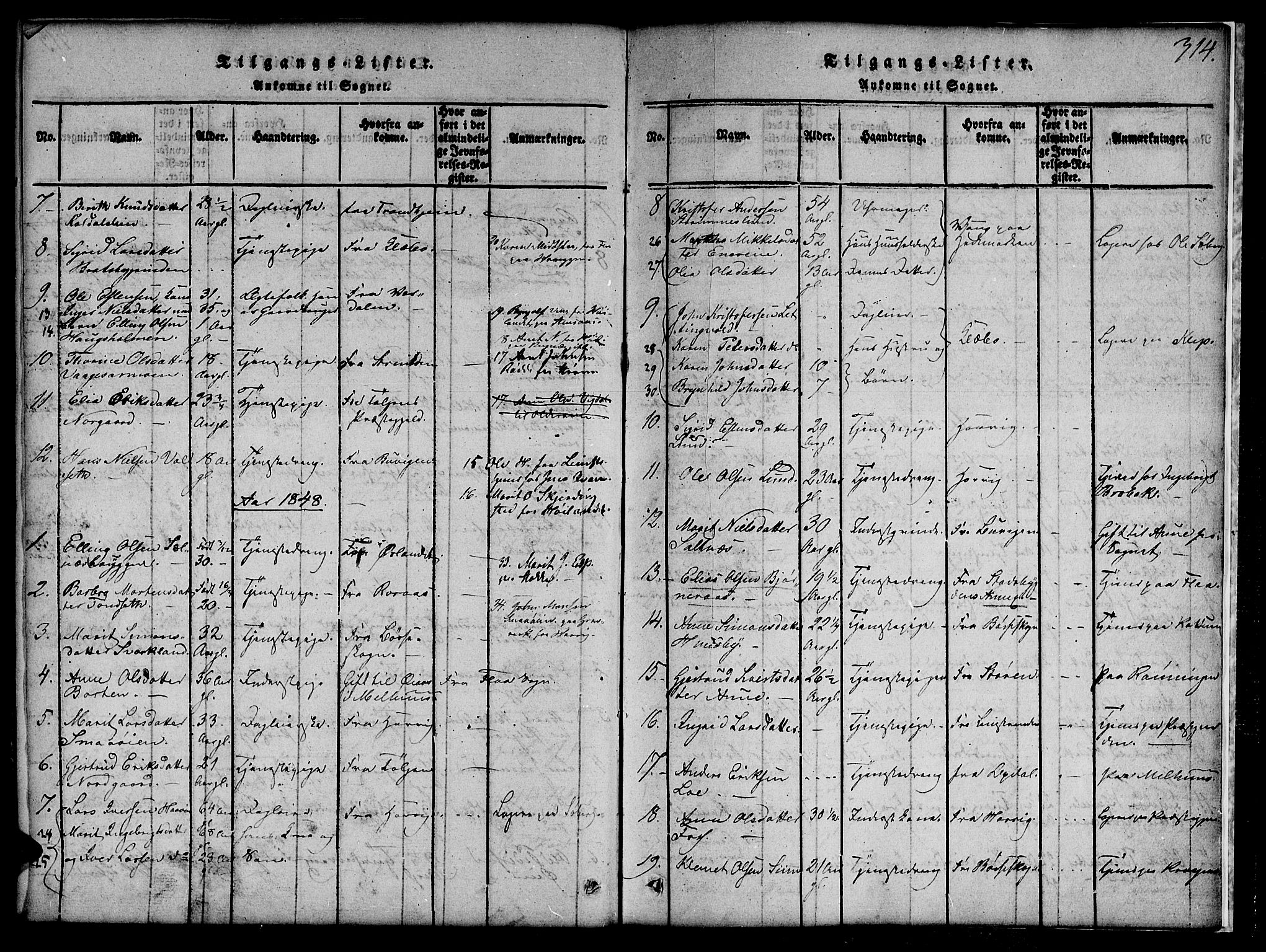 Ministerialprotokoller, klokkerbøker og fødselsregistre - Sør-Trøndelag, SAT/A-1456/691/L1092: Parish register (copy) no. 691C03, 1816-1852, p. 314