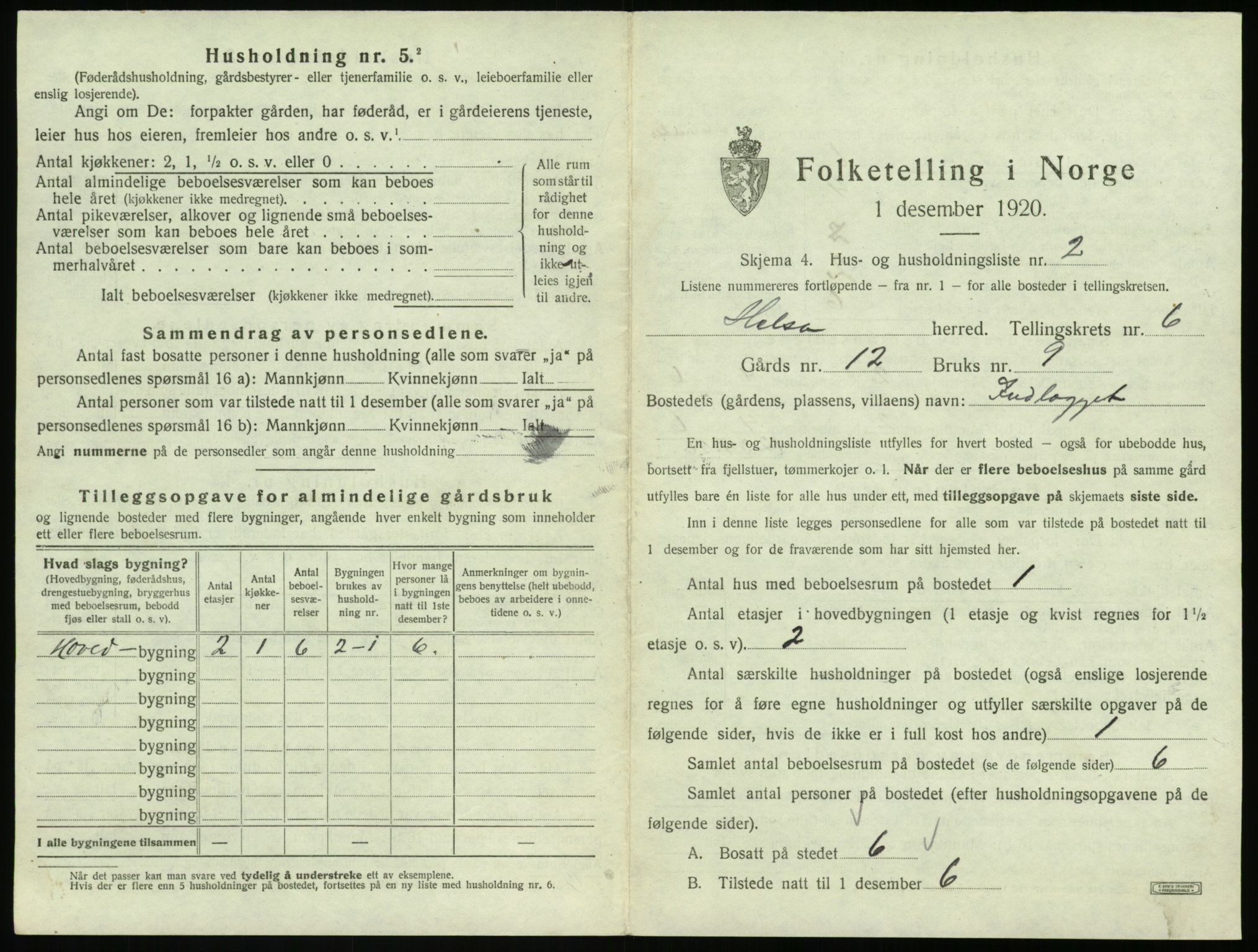 SAT, 1920 census for Halsa, 1920, p. 326