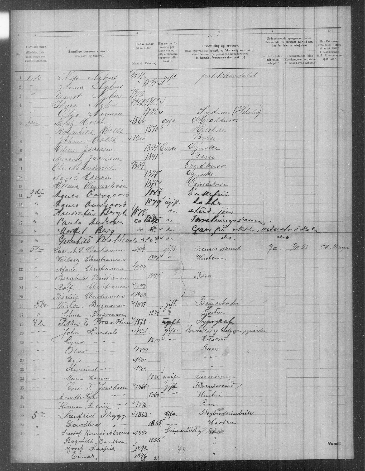 OBA, Municipal Census 1902 for Kristiania, 1902, p. 1658