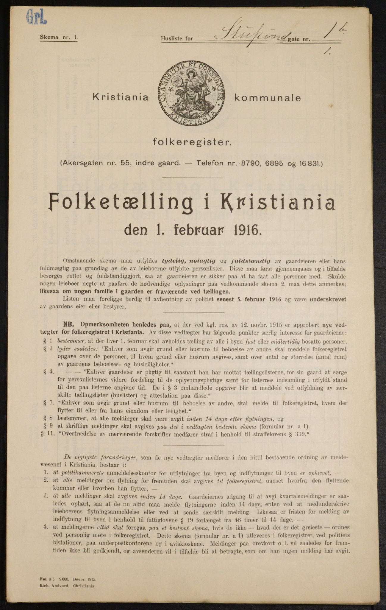 OBA, Municipal Census 1916 for Kristiania, 1916, p. 107289