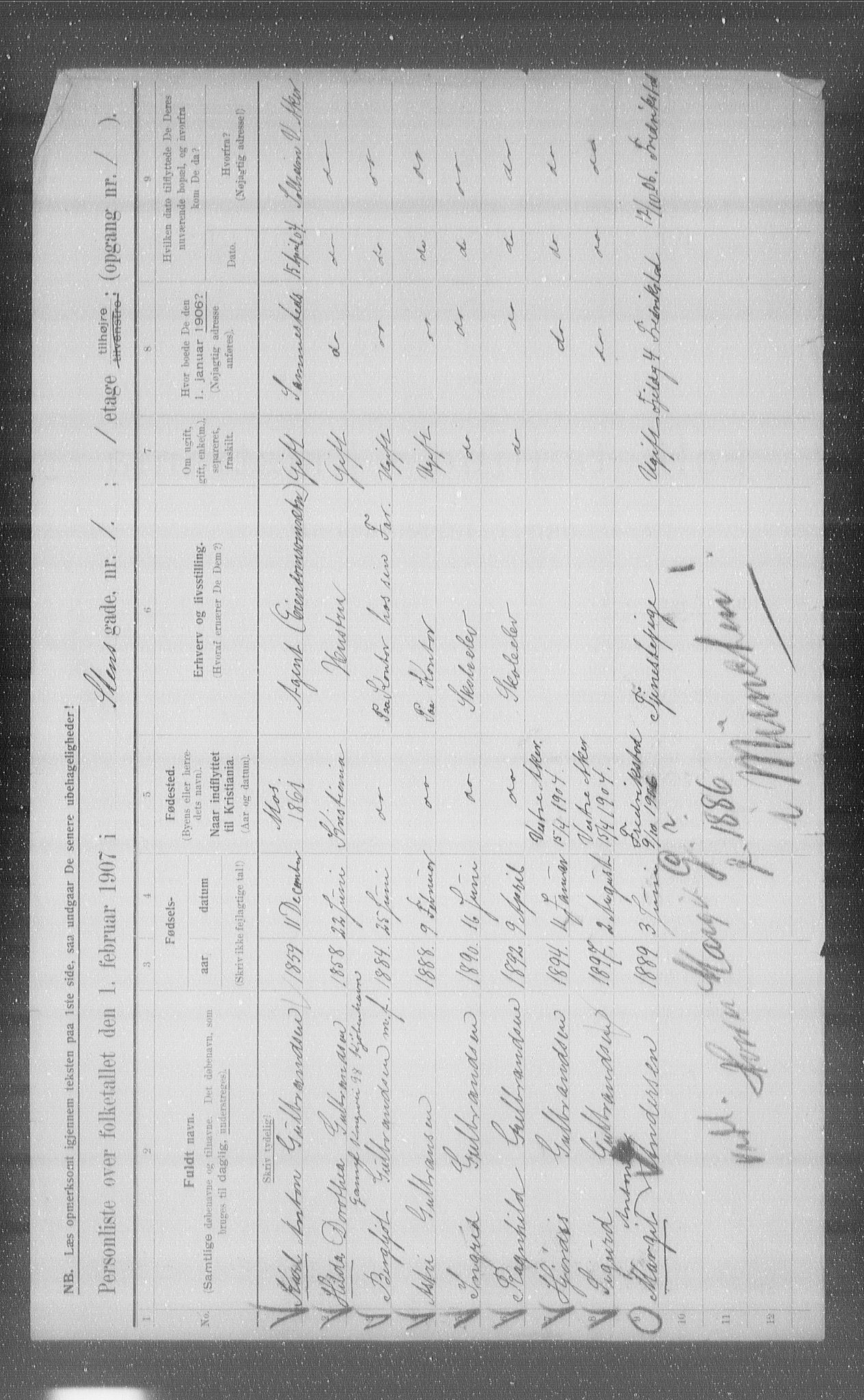 OBA, Municipal Census 1907 for Kristiania, 1907, p. 51824