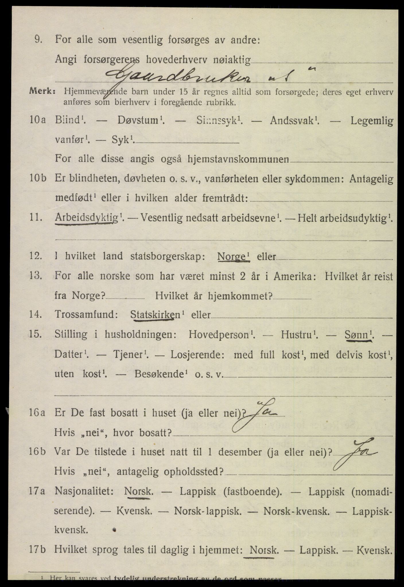 SAT, 1920 census for Lurøy, 1920, p. 2600