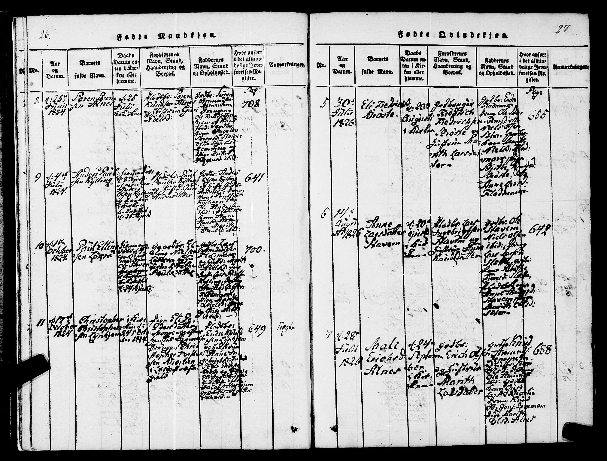 Ministerialprotokoller, klokkerbøker og fødselsregistre - Møre og Romsdal, AV/SAT-A-1454/546/L0593: Parish register (official) no. 546A01, 1818-1853, p. 26-27