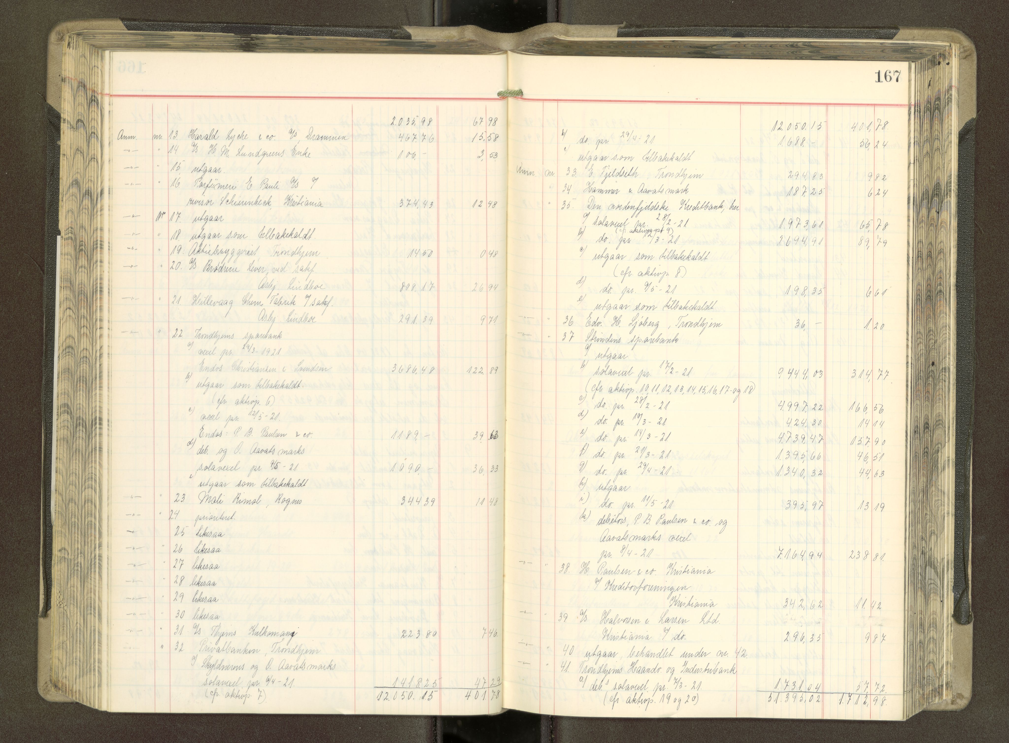 Trondheim byfogd, SAT/A-0003/1/3/3A/L0044: Skifteutlodningsprotokoll - 9/3-30/11. (m/ register), 1922-1923, p. 167