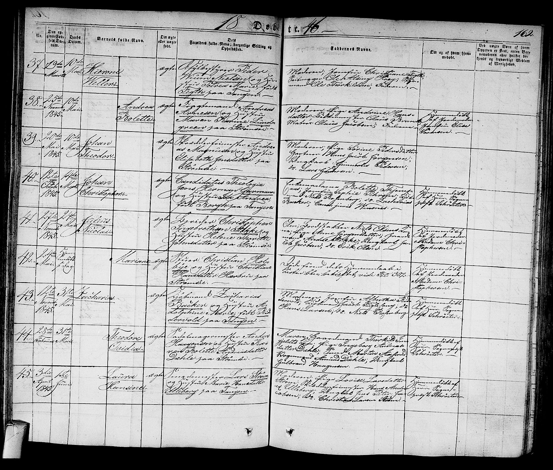 Strømsø kirkebøker, SAKO/A-246/F/Fa/L0012: Parish register (official) no. I 12, 1830-1847, p. 162