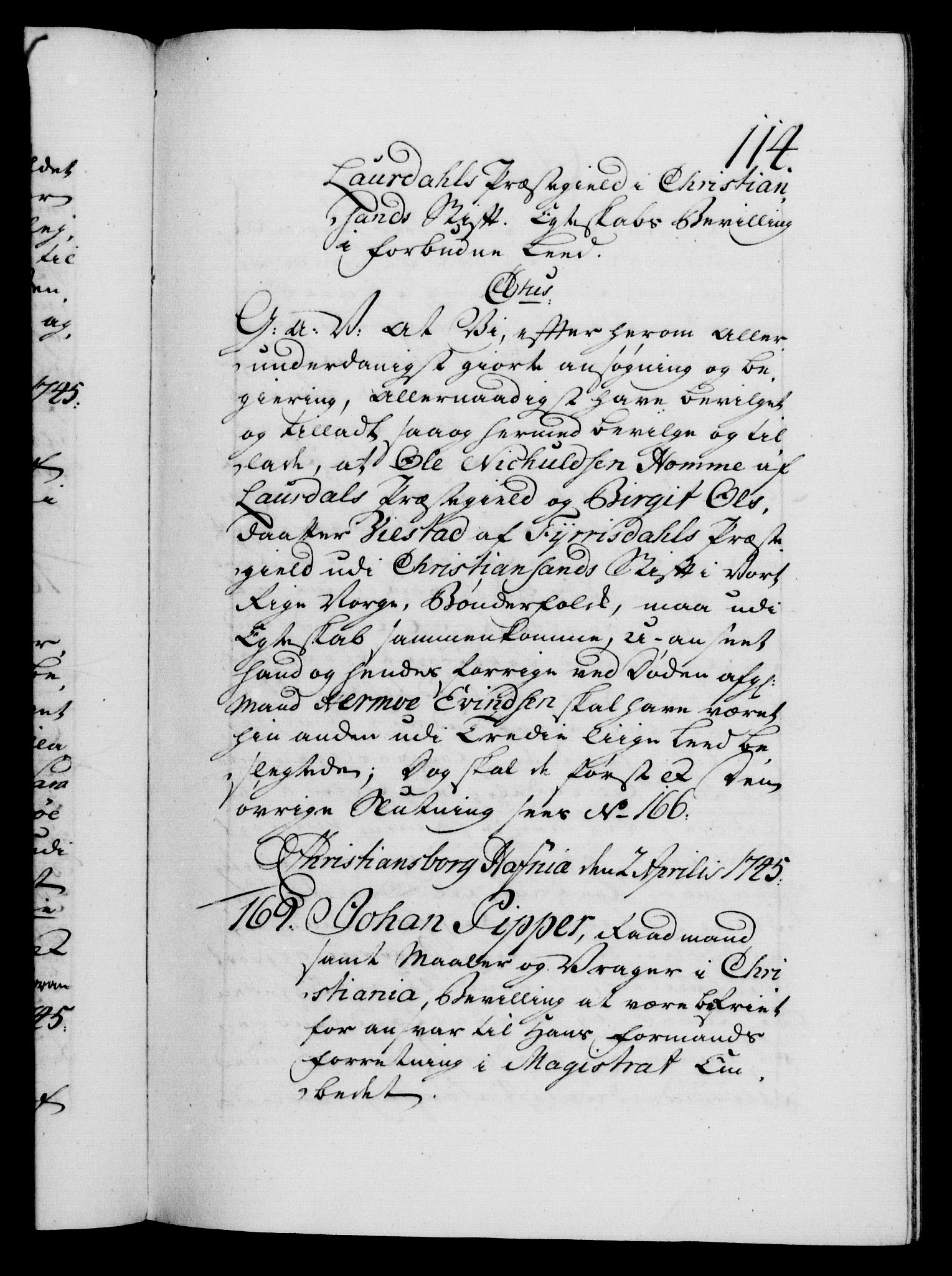 Danske Kanselli 1572-1799, AV/RA-EA-3023/F/Fc/Fca/Fcaa/L0034: Norske registre, 1745-1746, p. 114a