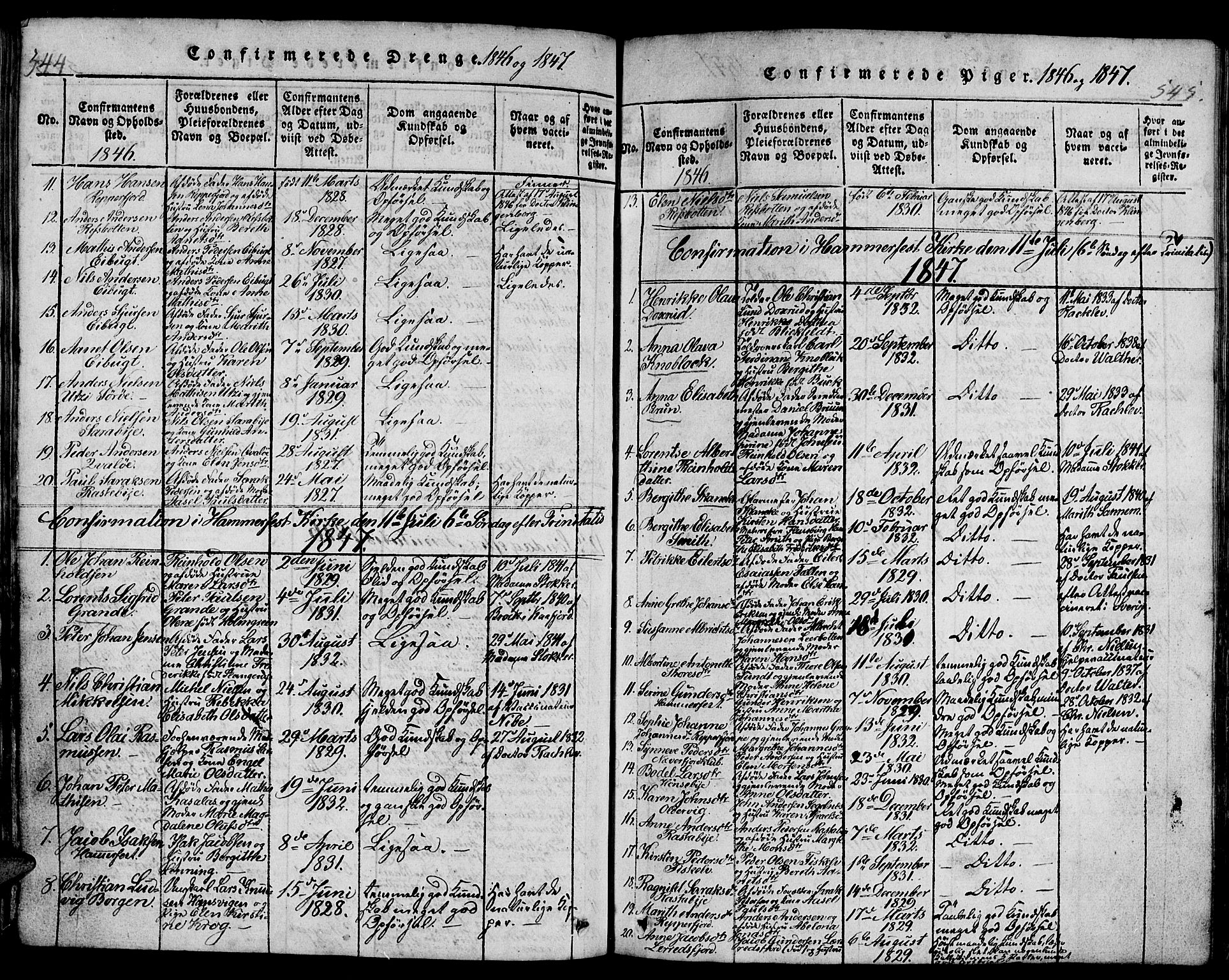 Hammerfest sokneprestkontor, AV/SATØ-S-1347/H/Hb/L0001.klokk: Parish register (copy) no. 1, 1822-1850, p. 544-545