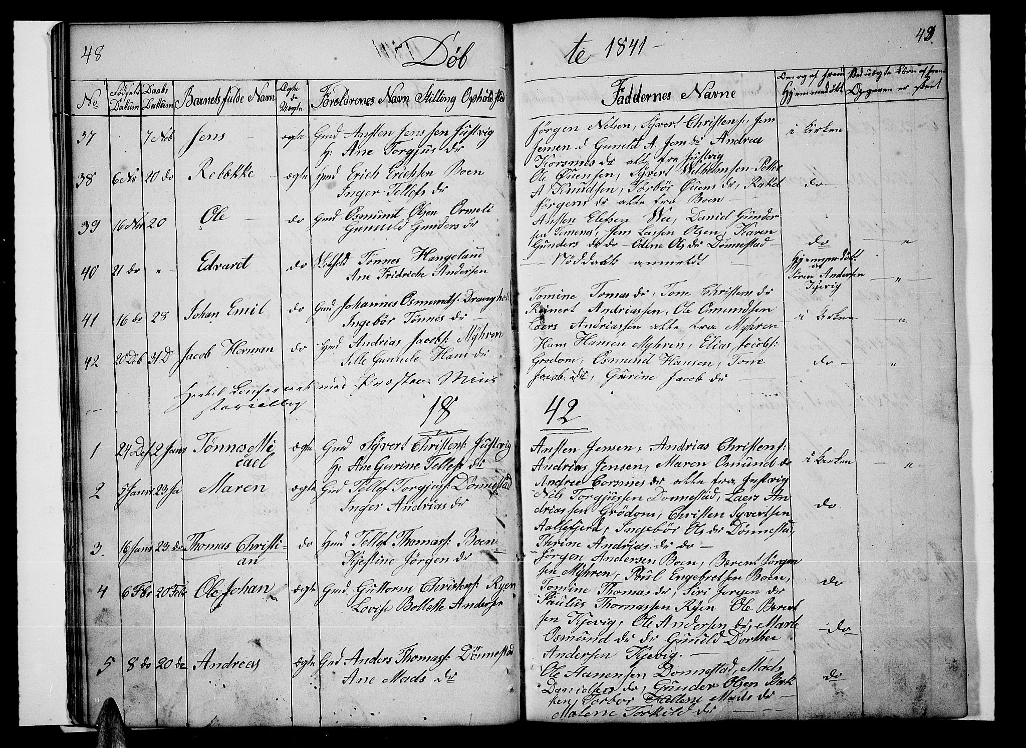 Tveit sokneprestkontor, AV/SAK-1111-0043/F/Fb/L0002: Parish register (copy) no. B 2, 1835-1854, p. 48-49