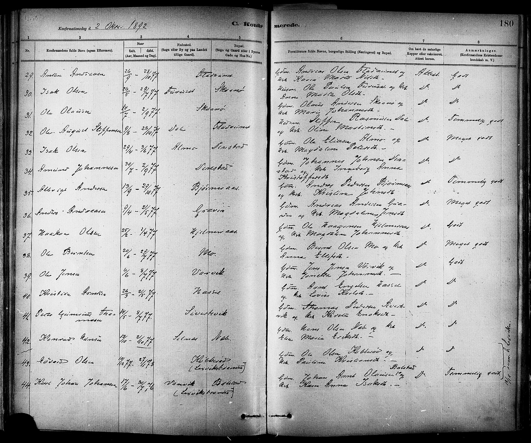 Ministerialprotokoller, klokkerbøker og fødselsregistre - Sør-Trøndelag, SAT/A-1456/647/L0634: Parish register (official) no. 647A01, 1885-1896, p. 180