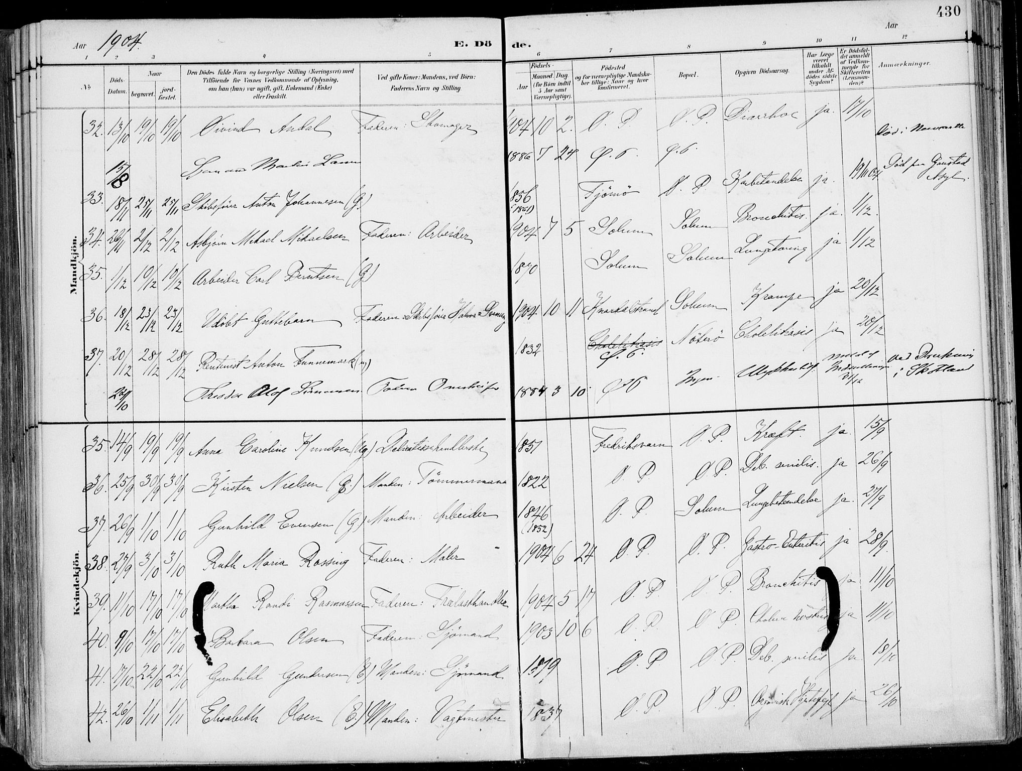 Porsgrunn kirkebøker , AV/SAKO-A-104/F/Fa/L0011: Parish register (official) no. 11, 1895-1919, p. 430